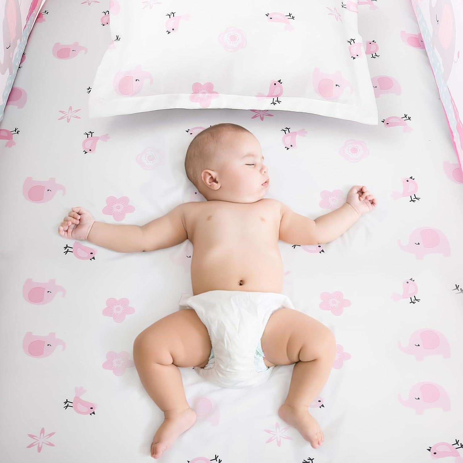 Juego de Ropa de Cuna YCDTMY 3 Piezas Rosa Elefante