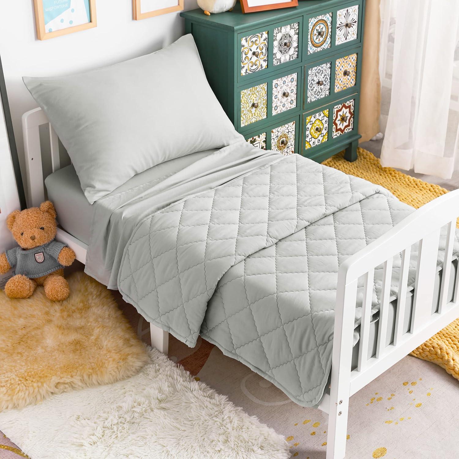Juego de Ropa de Cama para Niños NTBAY 4 Piezas Microfibra Gris