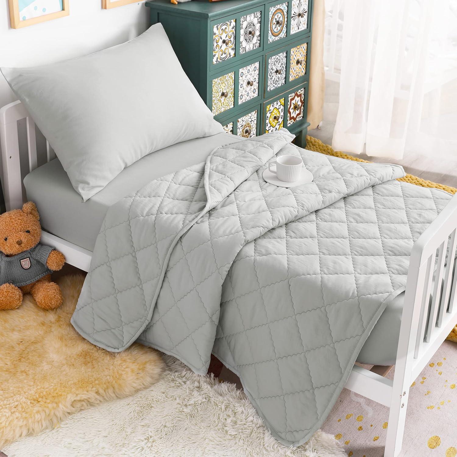 Juego de Ropa de Cama para Niños NTBAY 4 Piezas Microfibra Gris