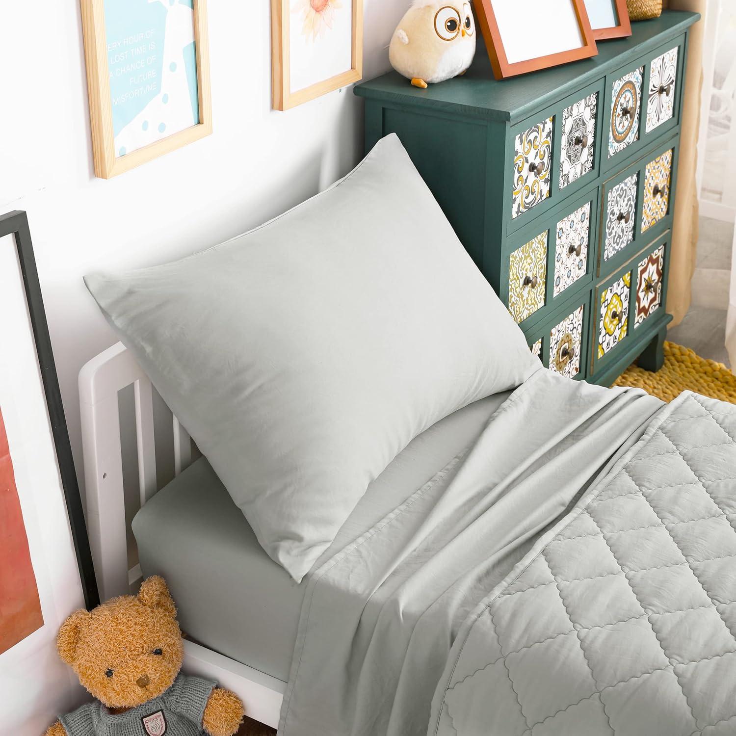 Juego de Ropa de Cama para Niños NTBAY 4 Piezas Microfibra Gris