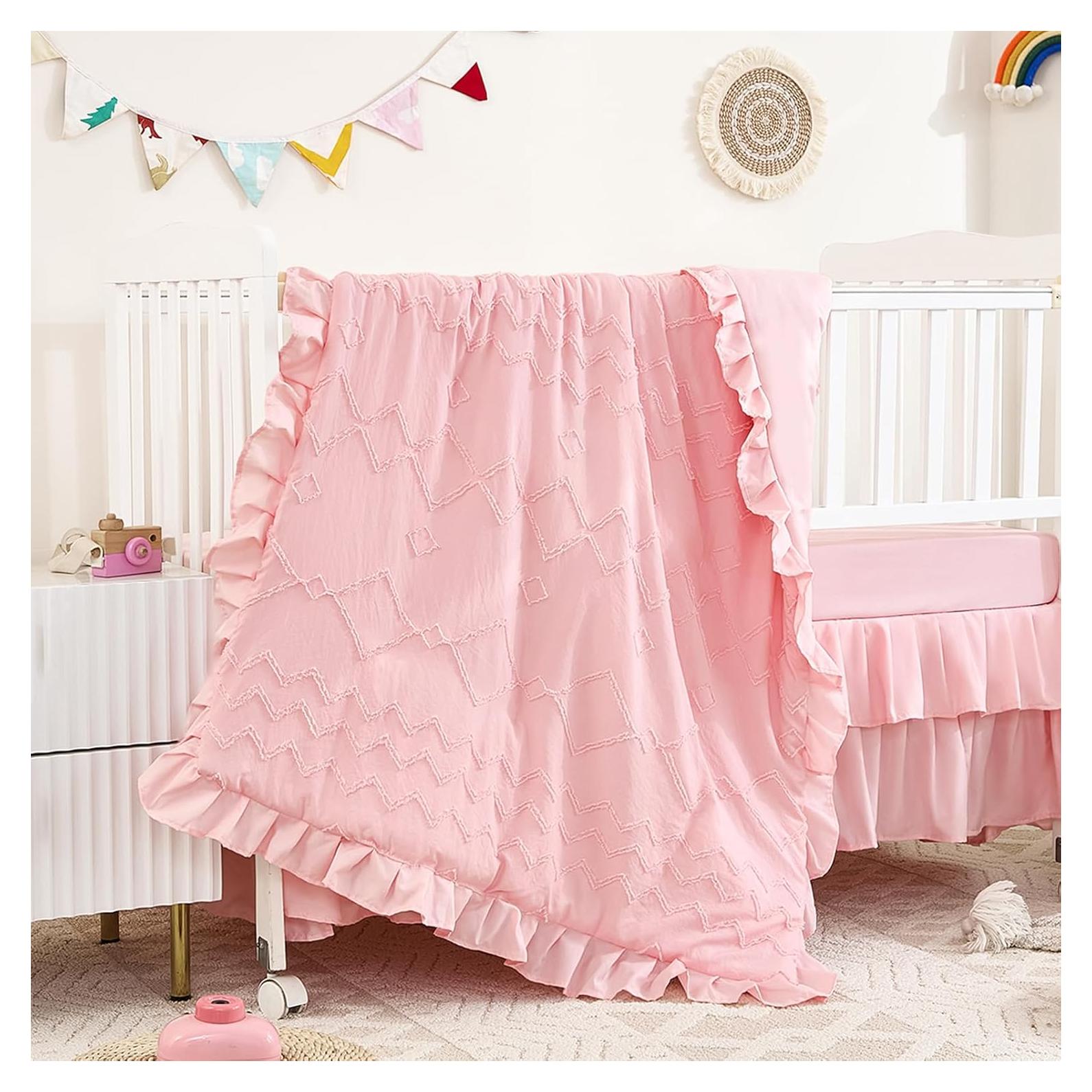 Juego de Ropa de Cuna 3 Piezas NacoMoco Rosa Bohemio