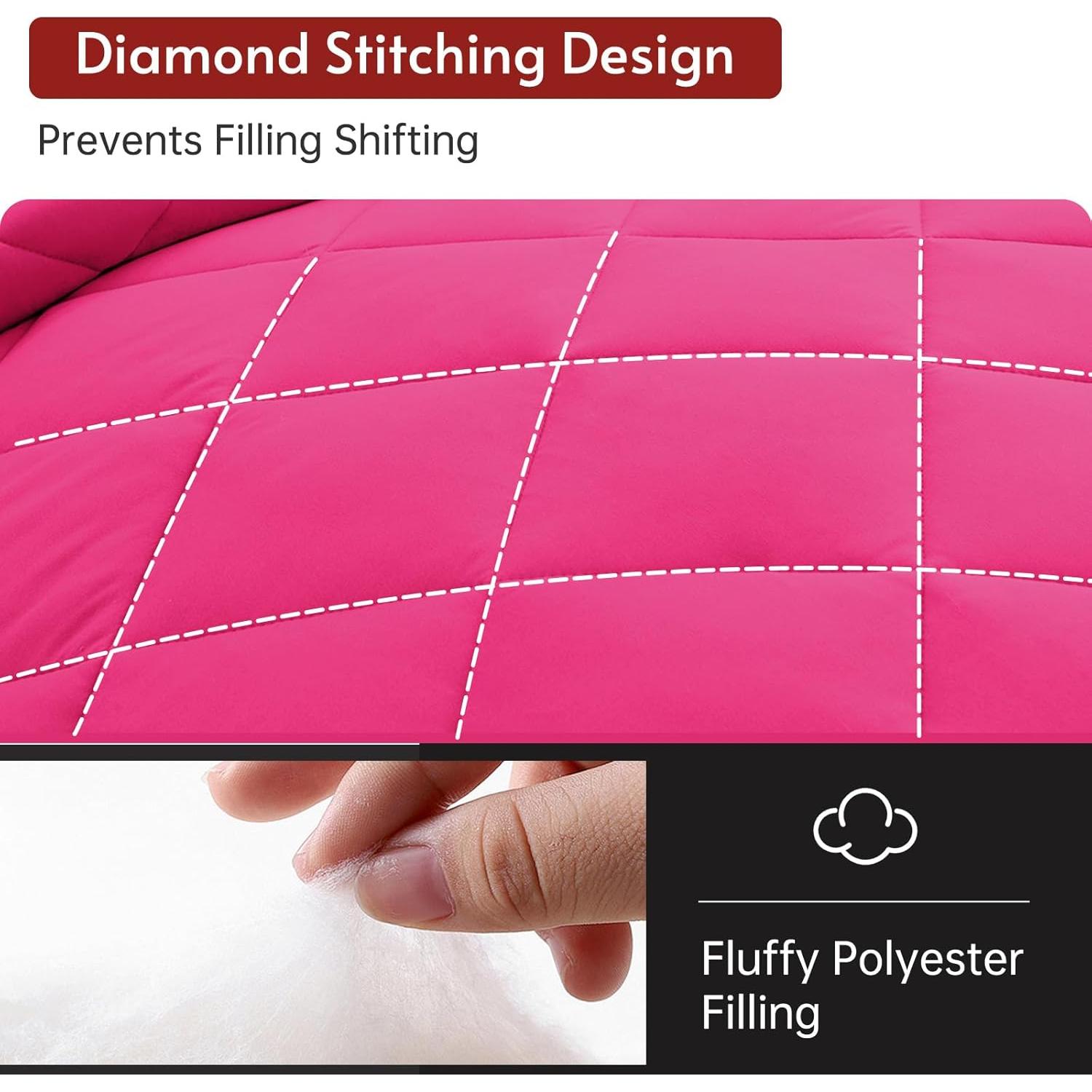 Juego de Edredón Individual MUXHOMO 5 Piezas Microfibra Rosa