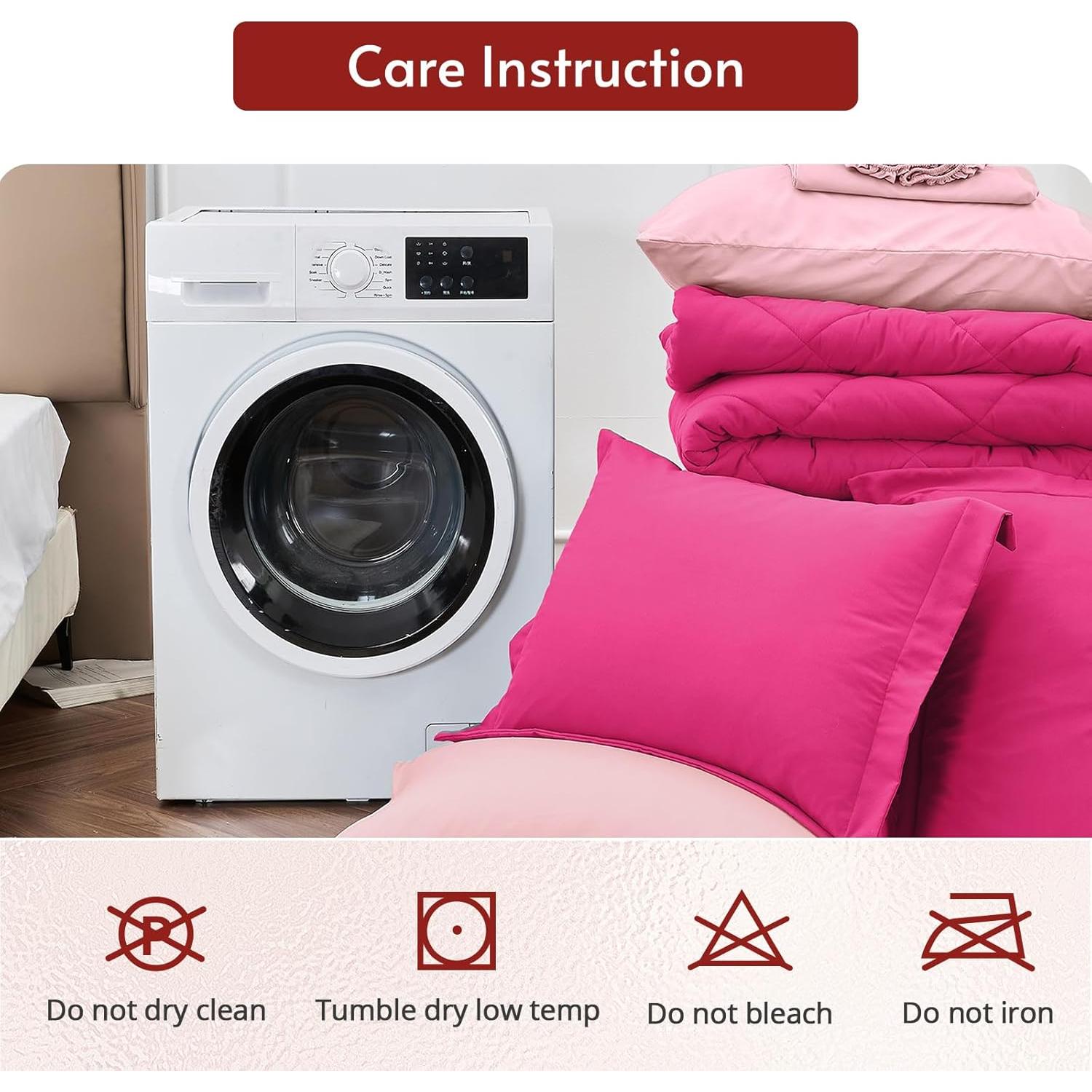 Juego de Edredón Individual MUXHOMO 5 Piezas Microfibra Rosa