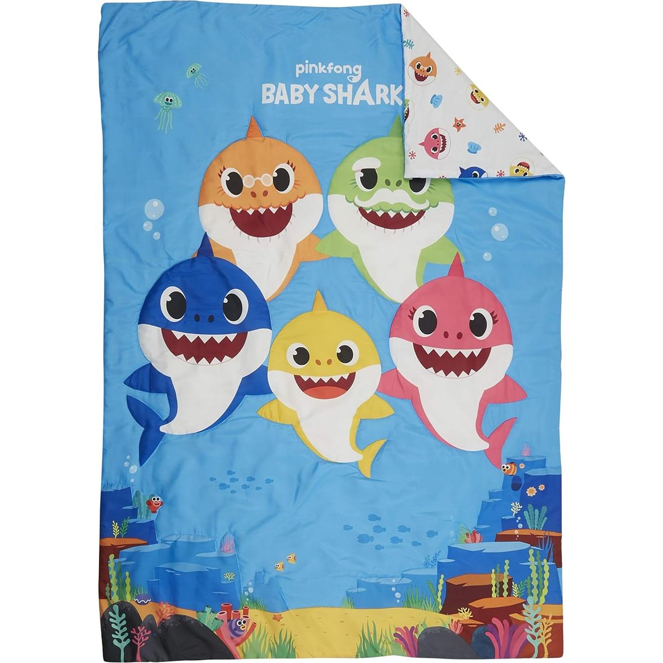 Juego de Cama Baby Shark 4 Piezas - Edredón Reversible