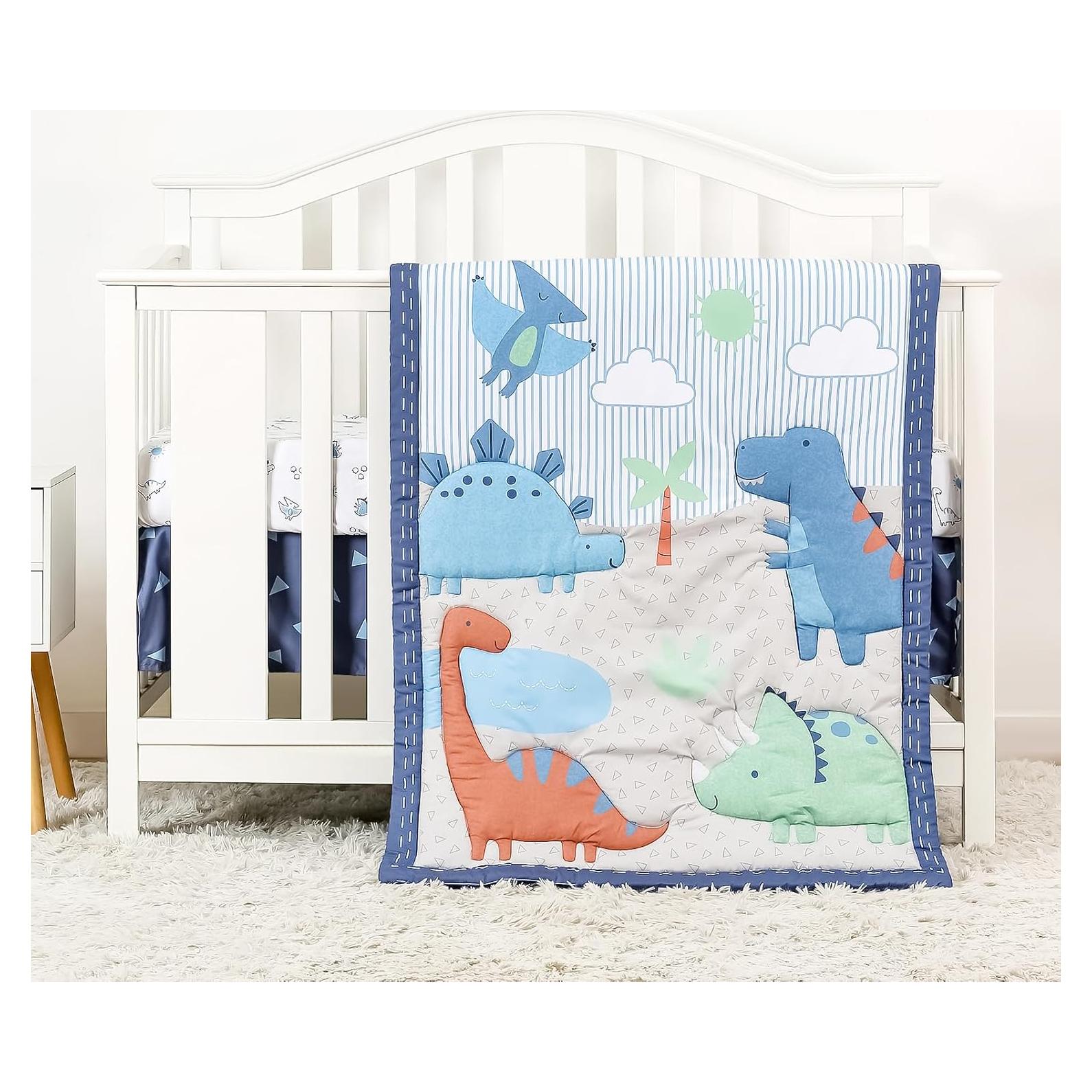 Juego de Ropa de Cuna 3 Piezas YCDTMY Dinosaurio Azul