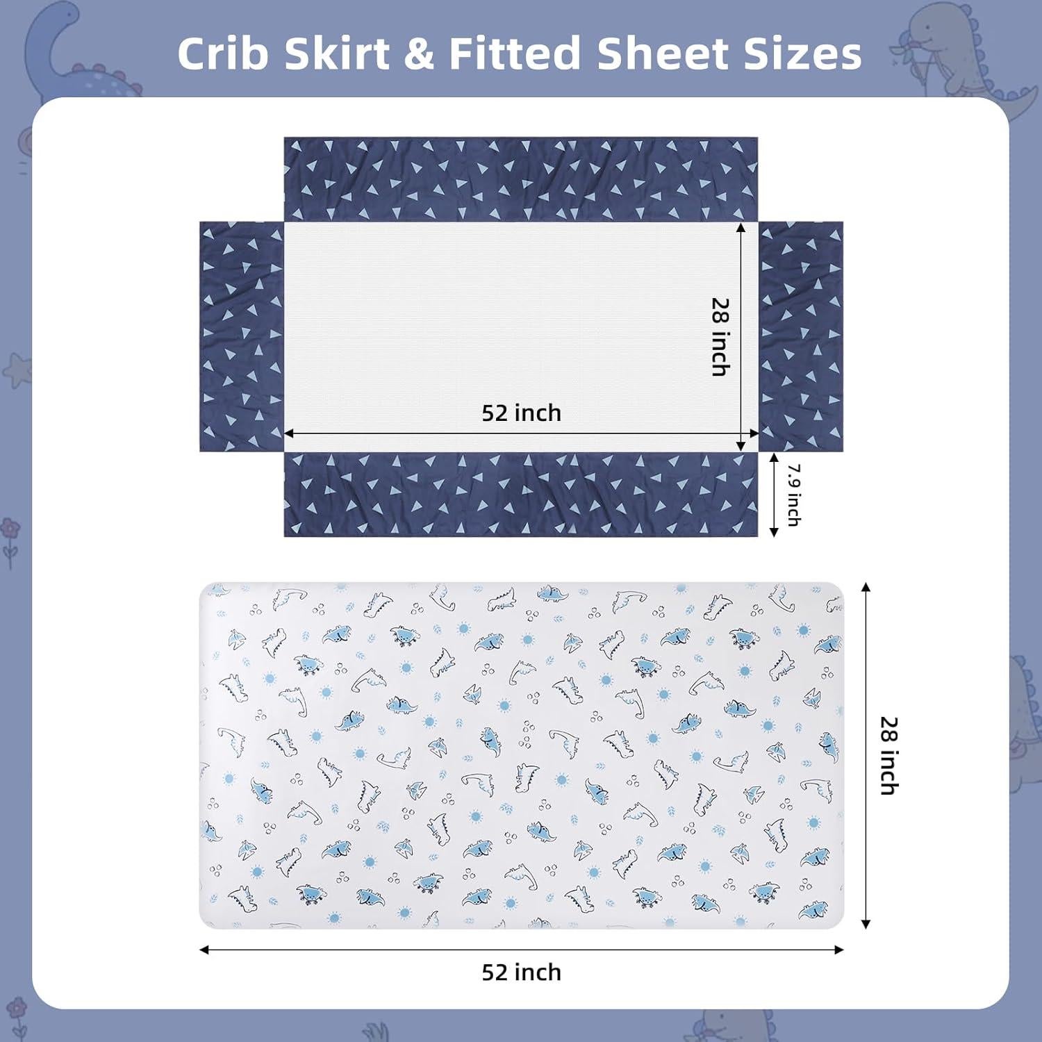 Juego de Ropa de Cuna 3 Piezas YCDTMY Dinosaurio Azul