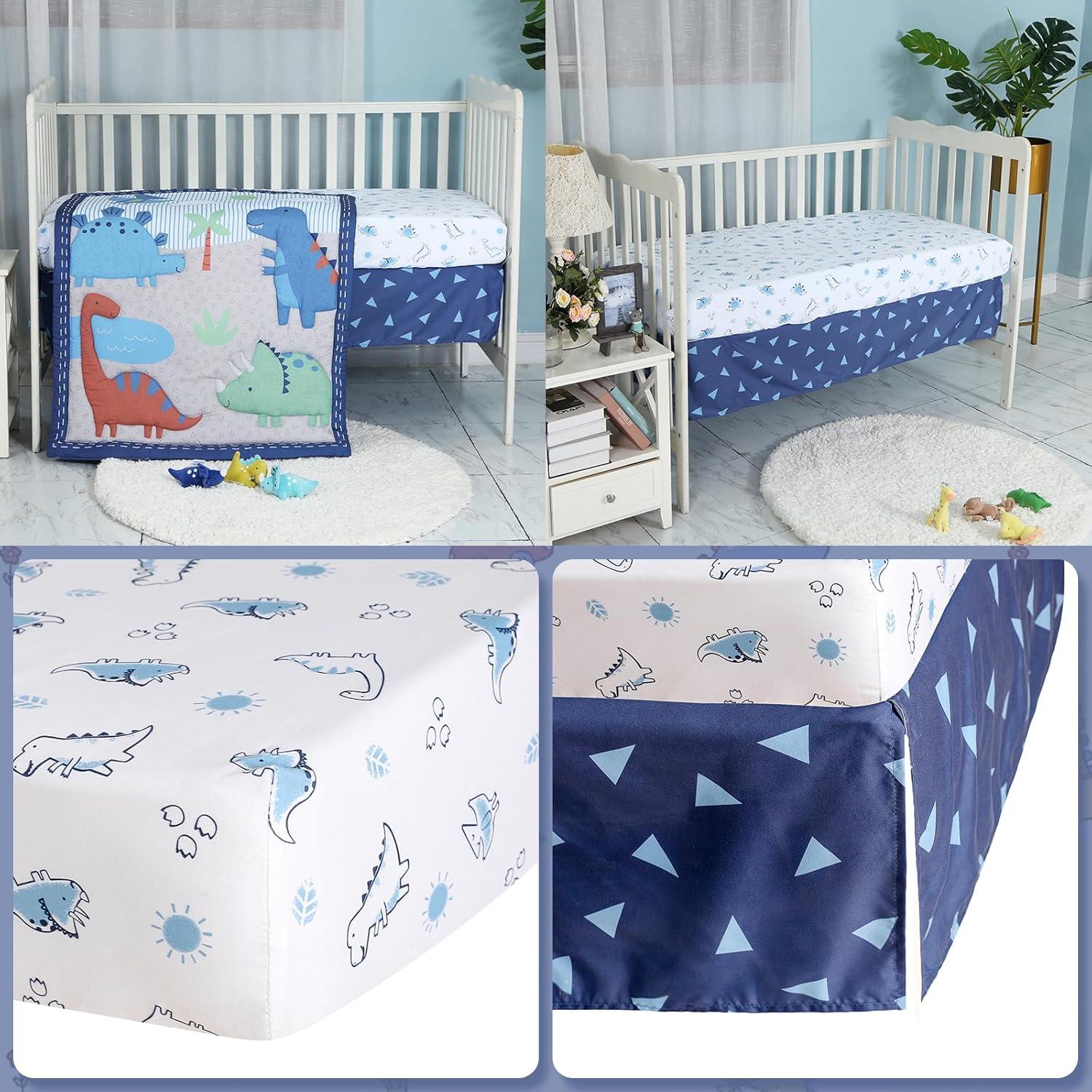 Juego de Ropa de Cuna 3 Piezas YCDTMY Dinosaurio Azul