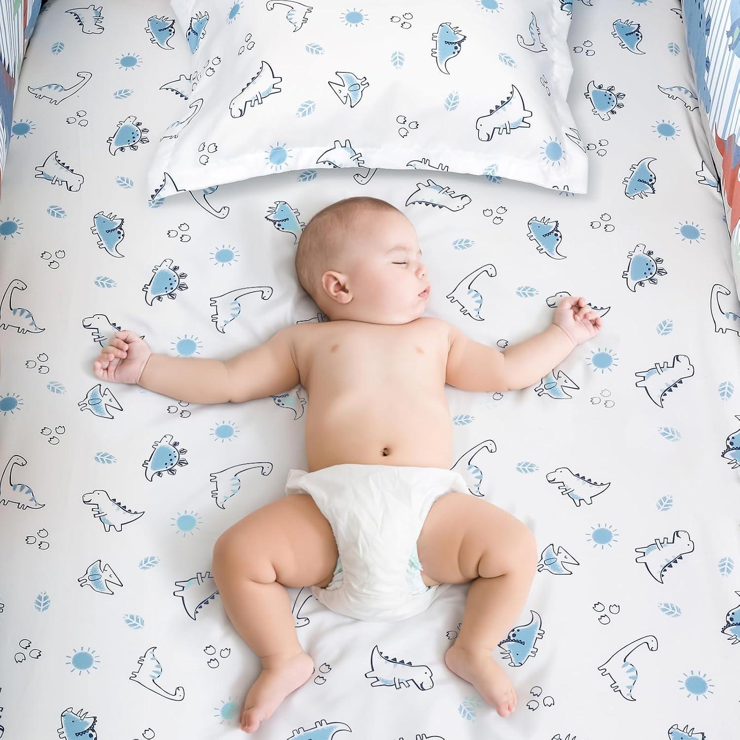 Juego de Ropa de Cuna 3 Piezas YCDTMY Dinosaurio Azul