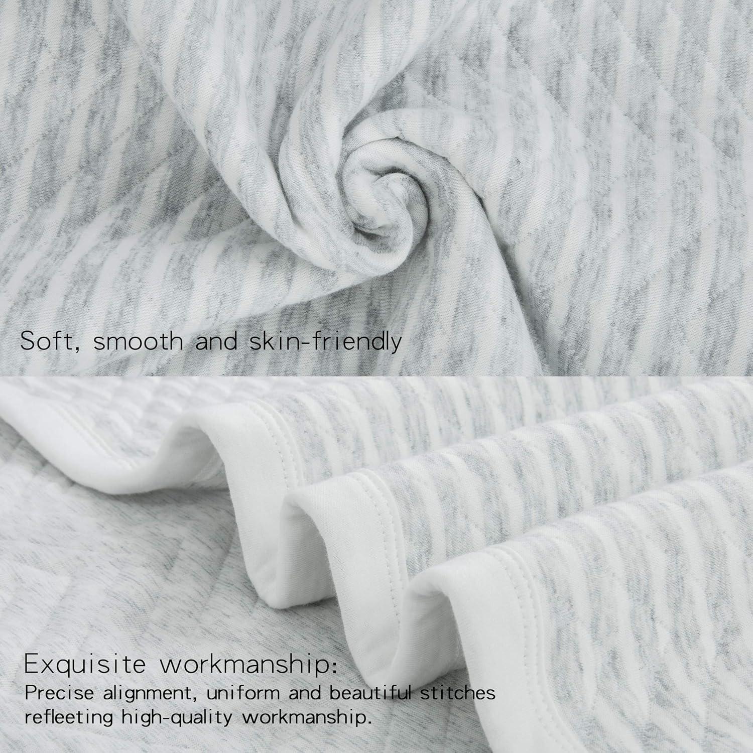 Manta Acolchada de Algodón Jersey NTBAY 76x102 cm Onda Gris