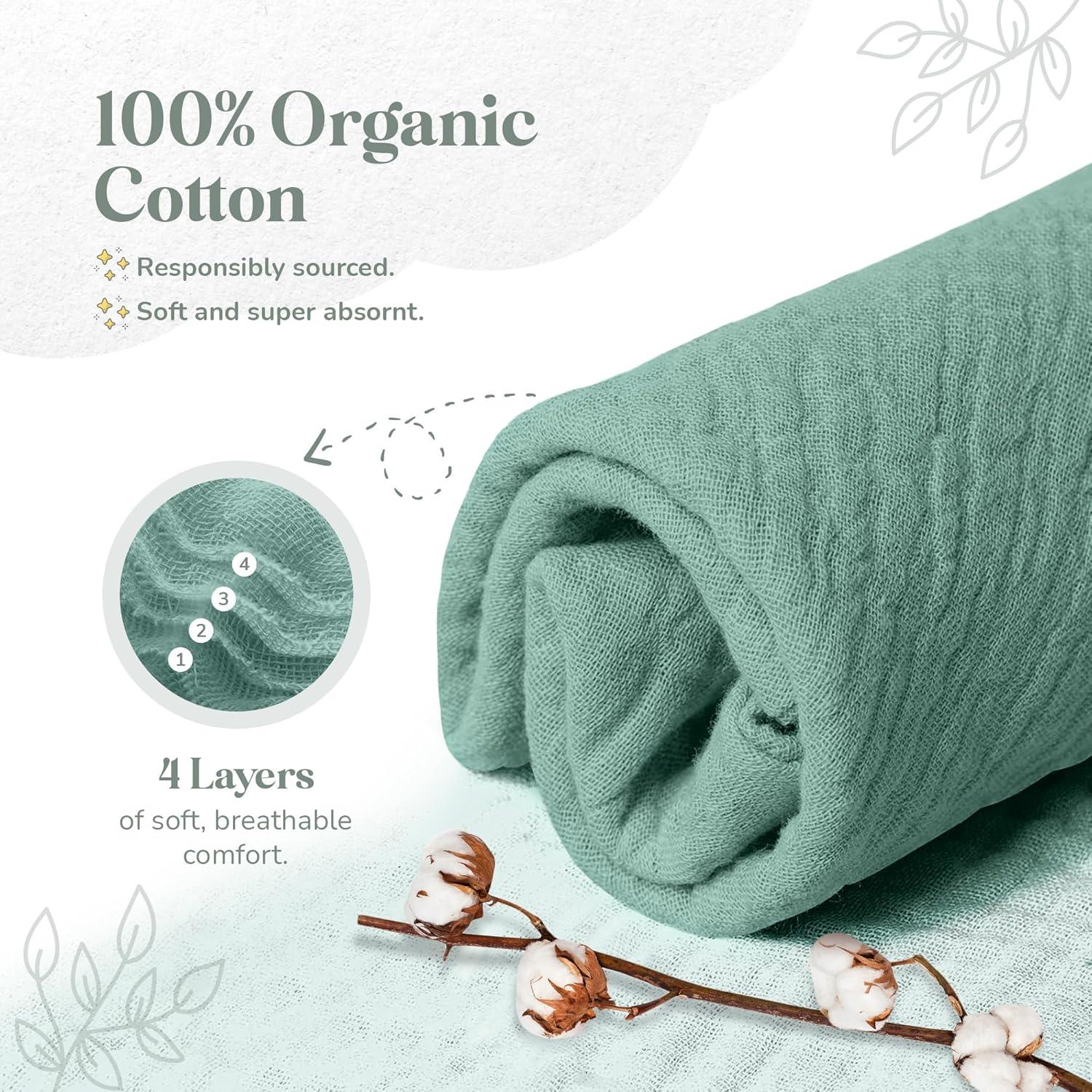 Manta de Muselina Orgánica Mikito 30x30 cm Conejo Menta