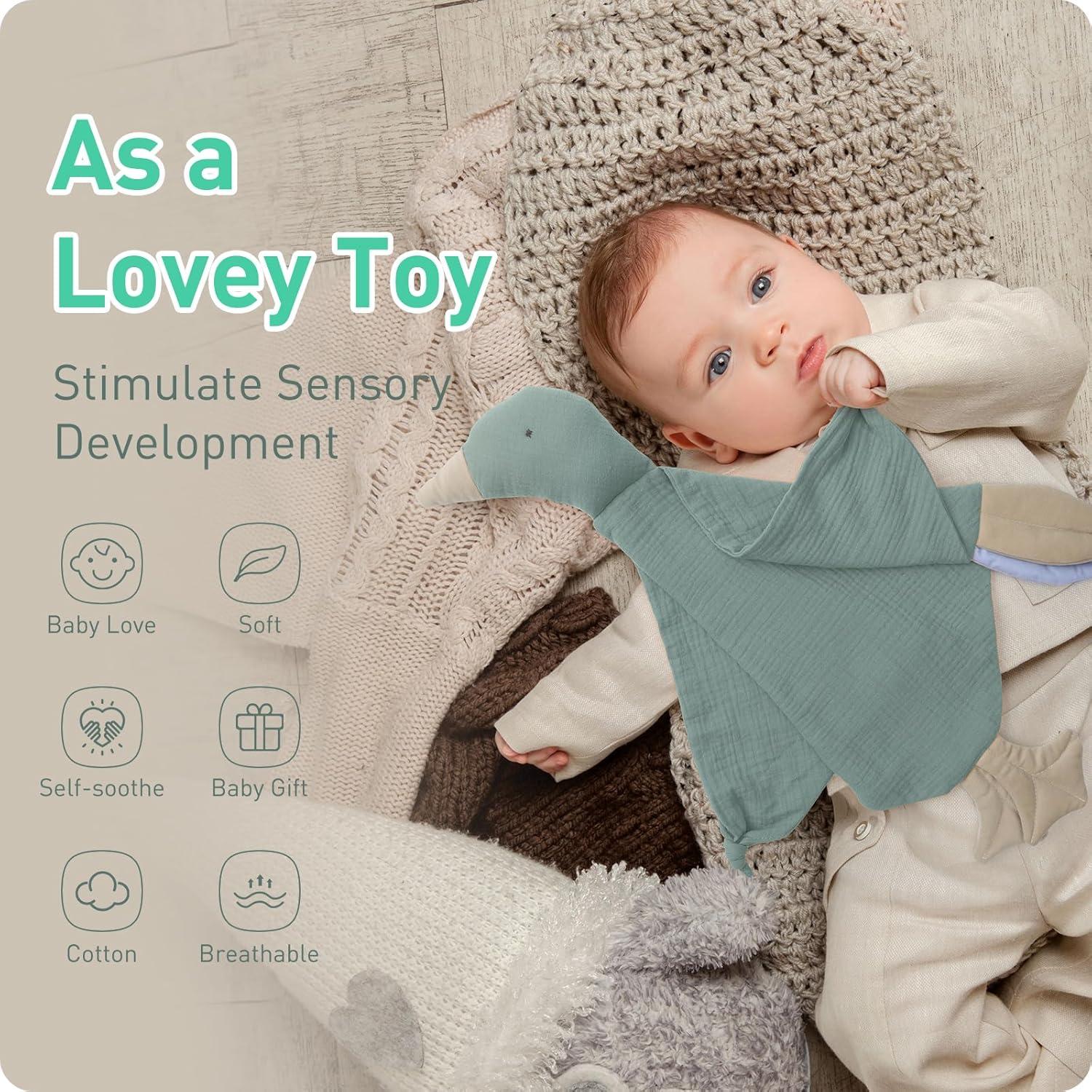 Manta Lovey Knirose de Algodón Orgánico para Bebés Verde Guisante