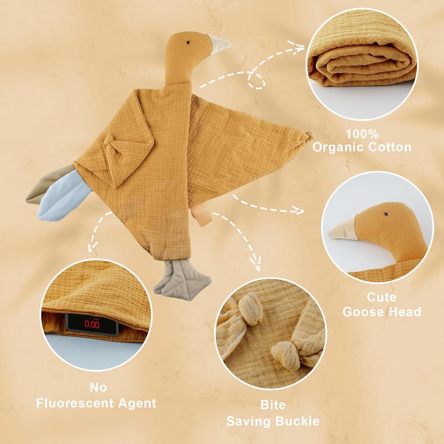Manta de Seguridad Lovey para Bebés Ganso 47.6 cm Algodón Orgánico