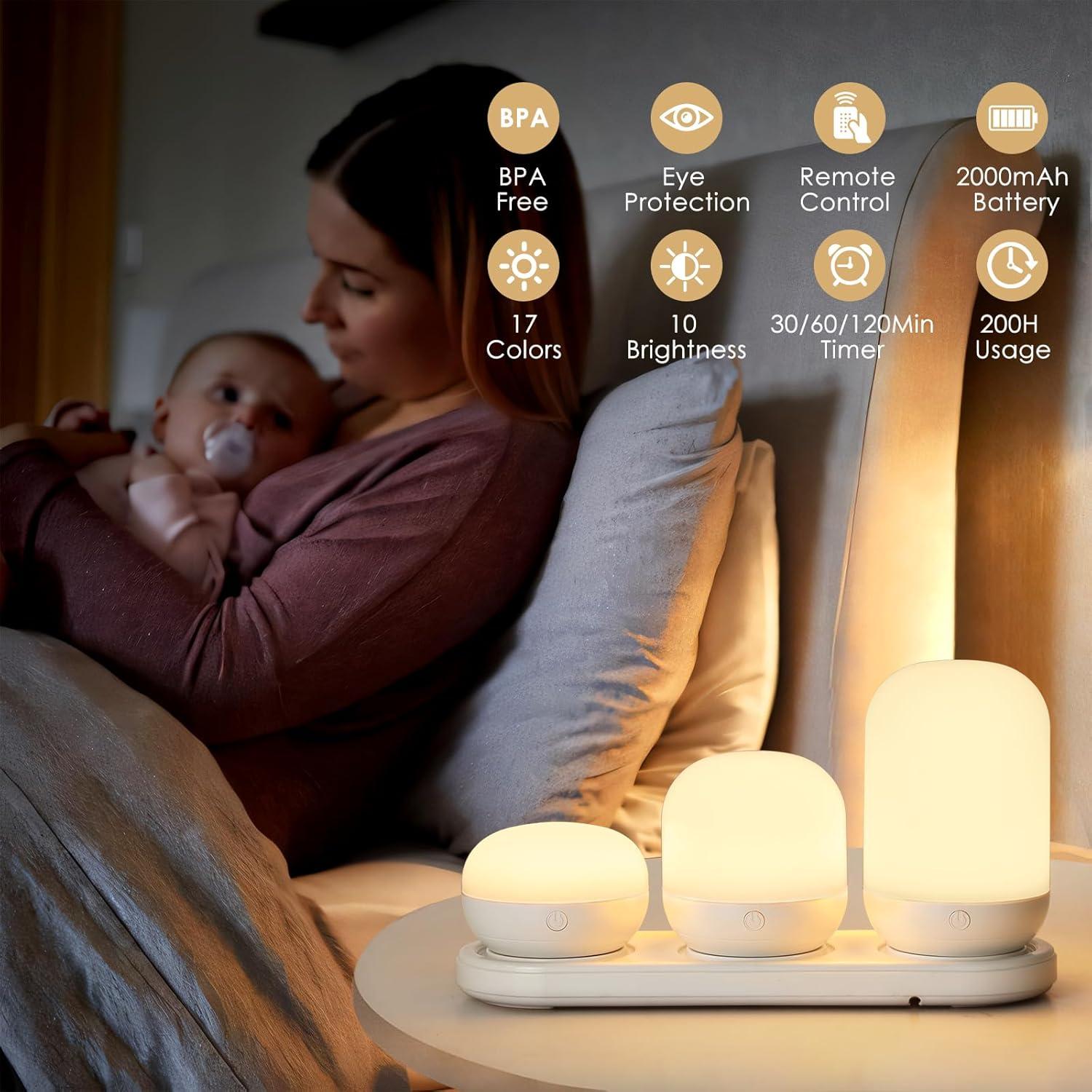 Juego de Luz Nocturna LED 3 en 1 Benaep - 17 Colores y Control Remoto