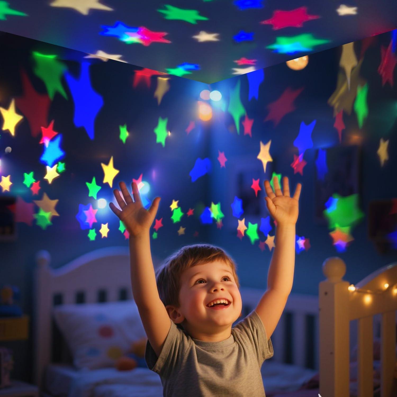 Proyector de Luz Nocturna DQMOON para Niños Azul 360°