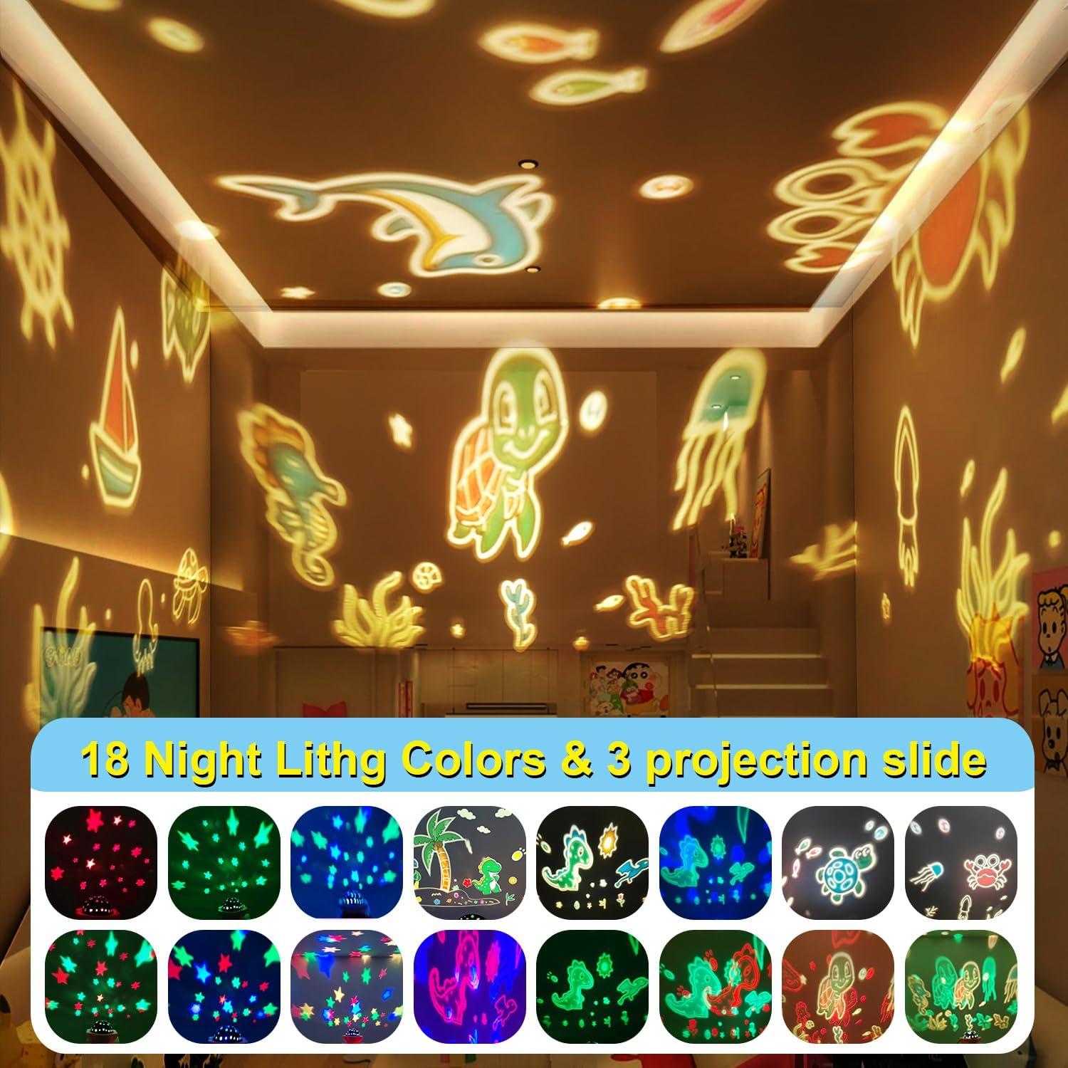 Proyector de Luz Nocturna DQMOON para Niños Azul 360°