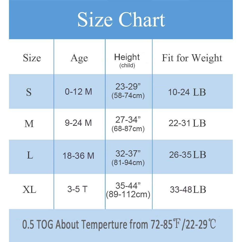 Saco de dormir ligero de muselina para niños 3-5 años XL