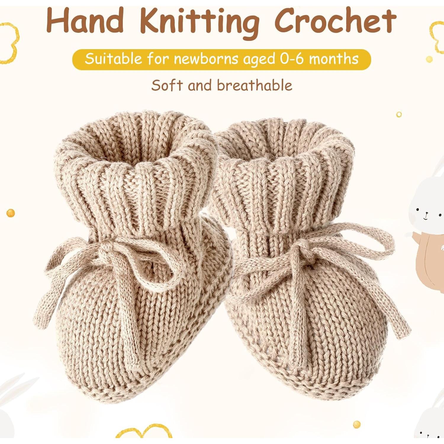 3 Pares de Botines de Bebé Tejidos 0-6 Meses Algodón Suave