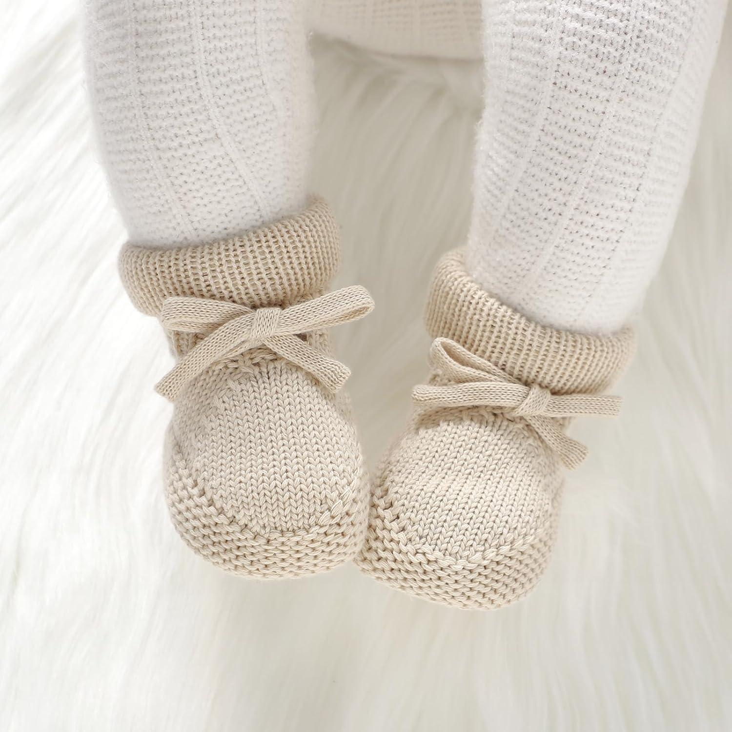 Botines de Bebé Hadetoto Algodón Suaves 0-3 Meses Caqui