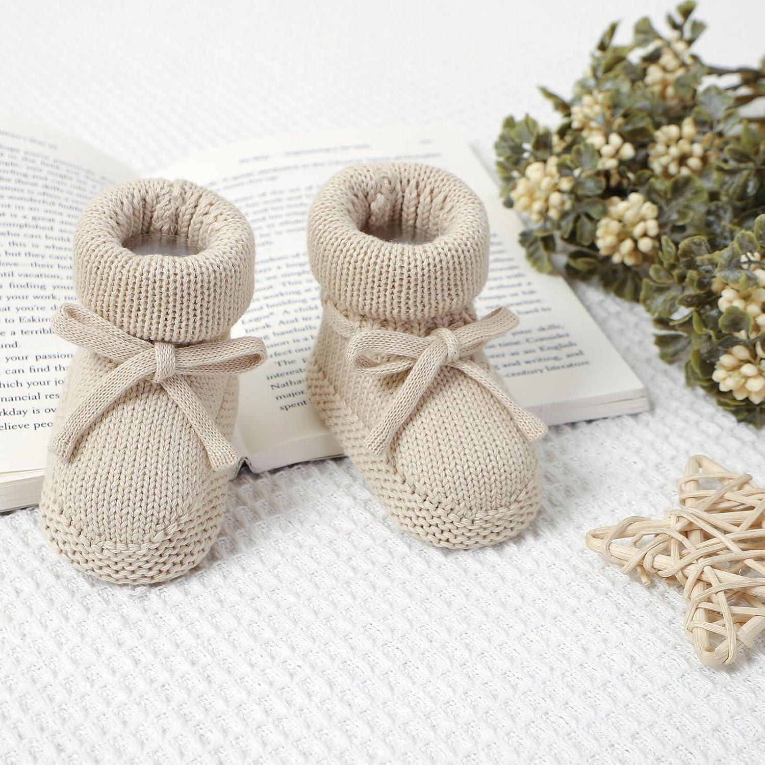 Botines de Bebé Hadetoto Algodón Suaves 0-3 Meses Caqui