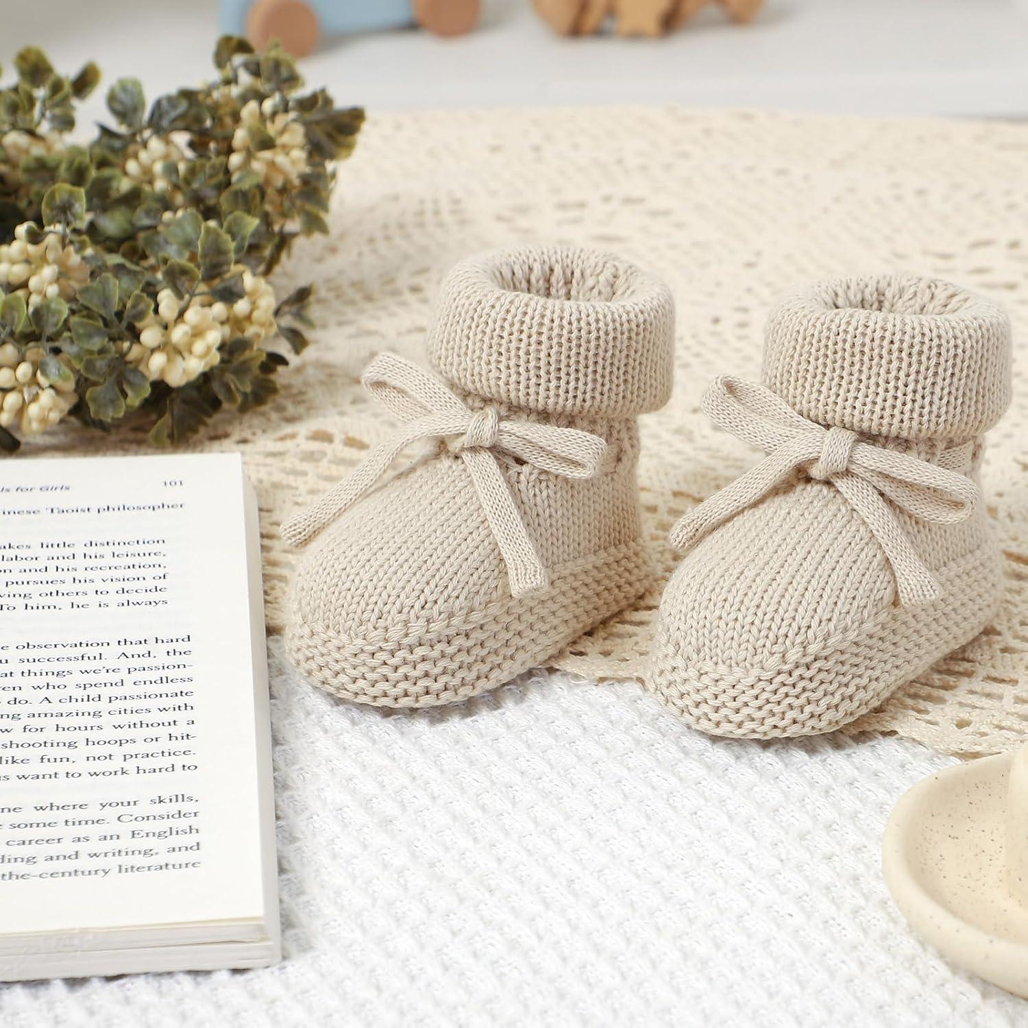 Botines de Bebé Hadetoto Algodón Suaves 0-3 Meses Caqui