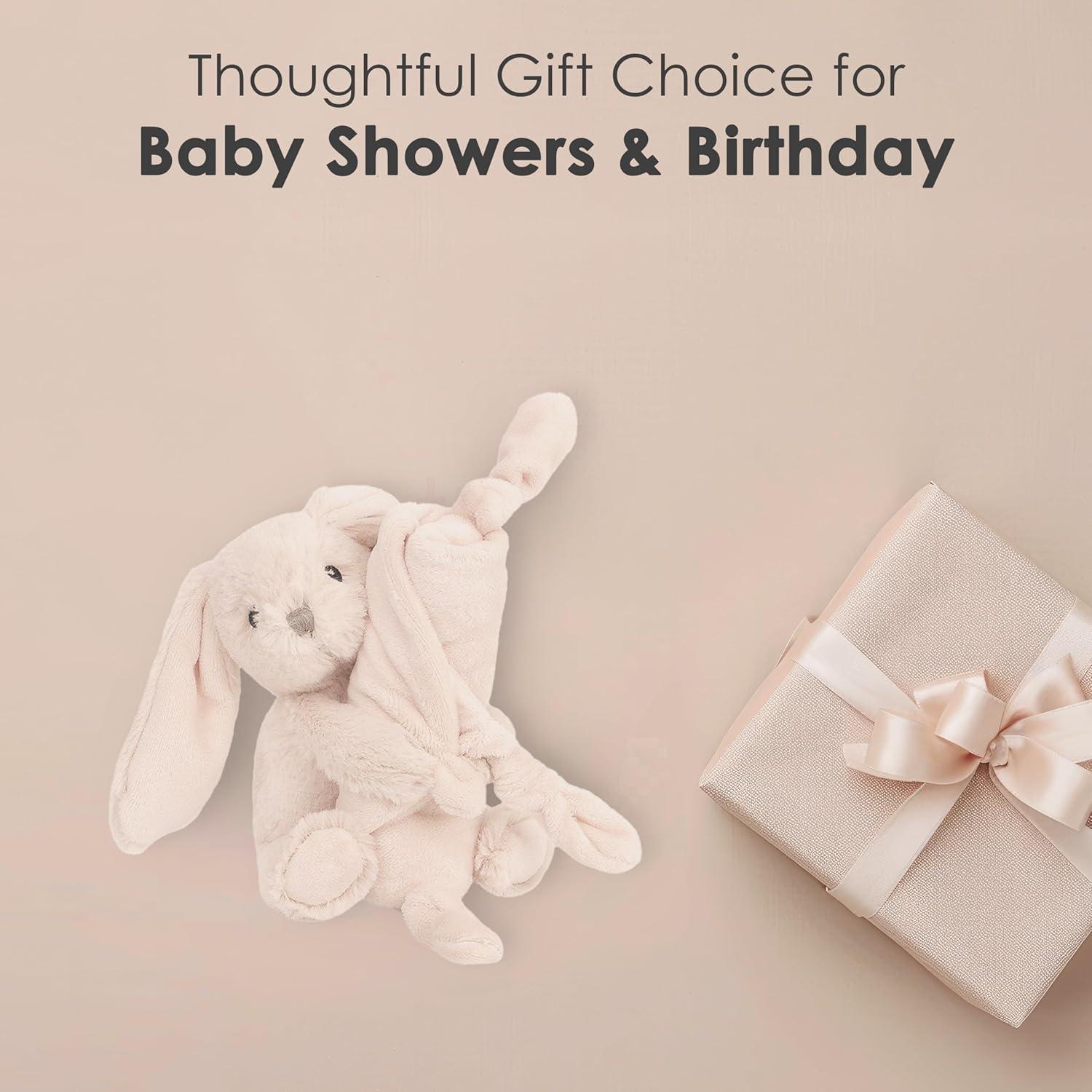 MON AMI Rosie The Bunny Plush Lovey for Babies – 13.5” | Knotted Security Blanket for Newborns