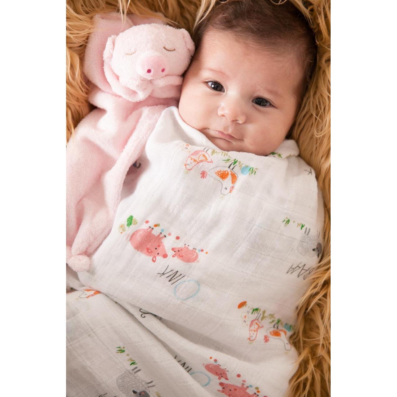 Manta de Viaje Angel Dear Cerdito Rosa 33x33cm Poliester