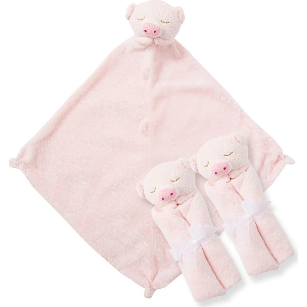 Conjunto de 3 Mantas Angel Dear Cerdito Rosa 35.56x35.56 cm