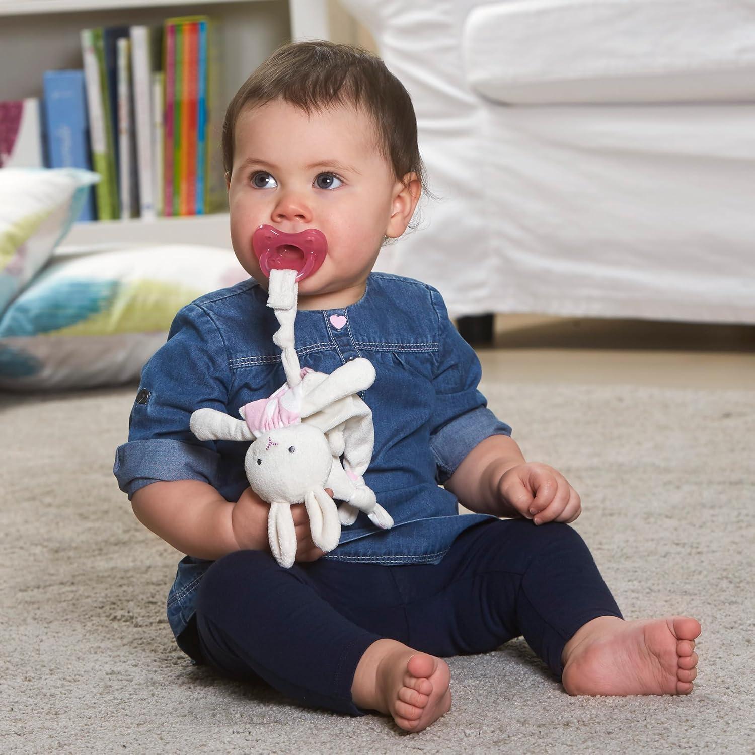 Chicco Pocket Buddies Conejo Rosa Suave Sujetador de Chupete