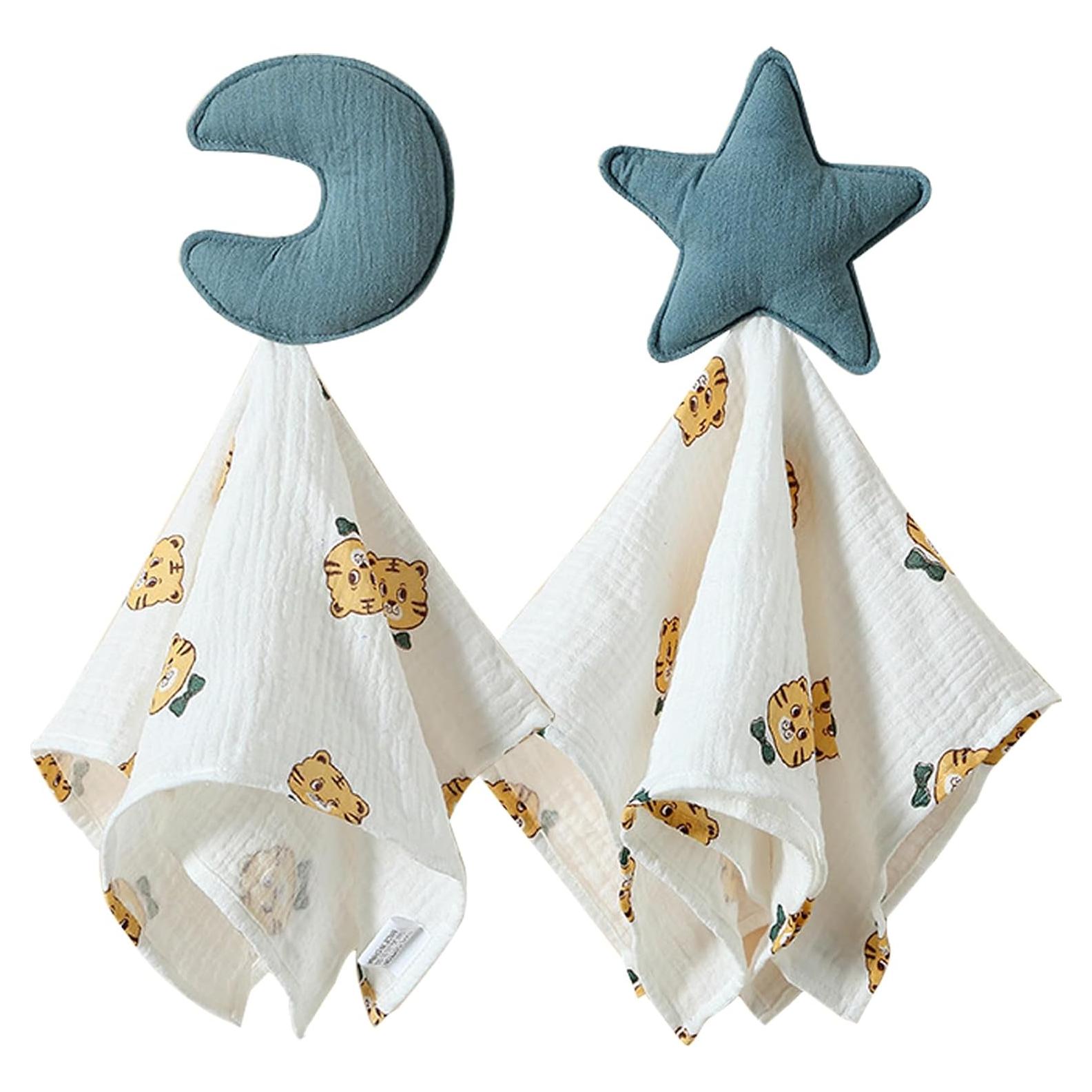 Manta Lovey ATONGQI Algodón Orgánico Azul Estrella y Luna