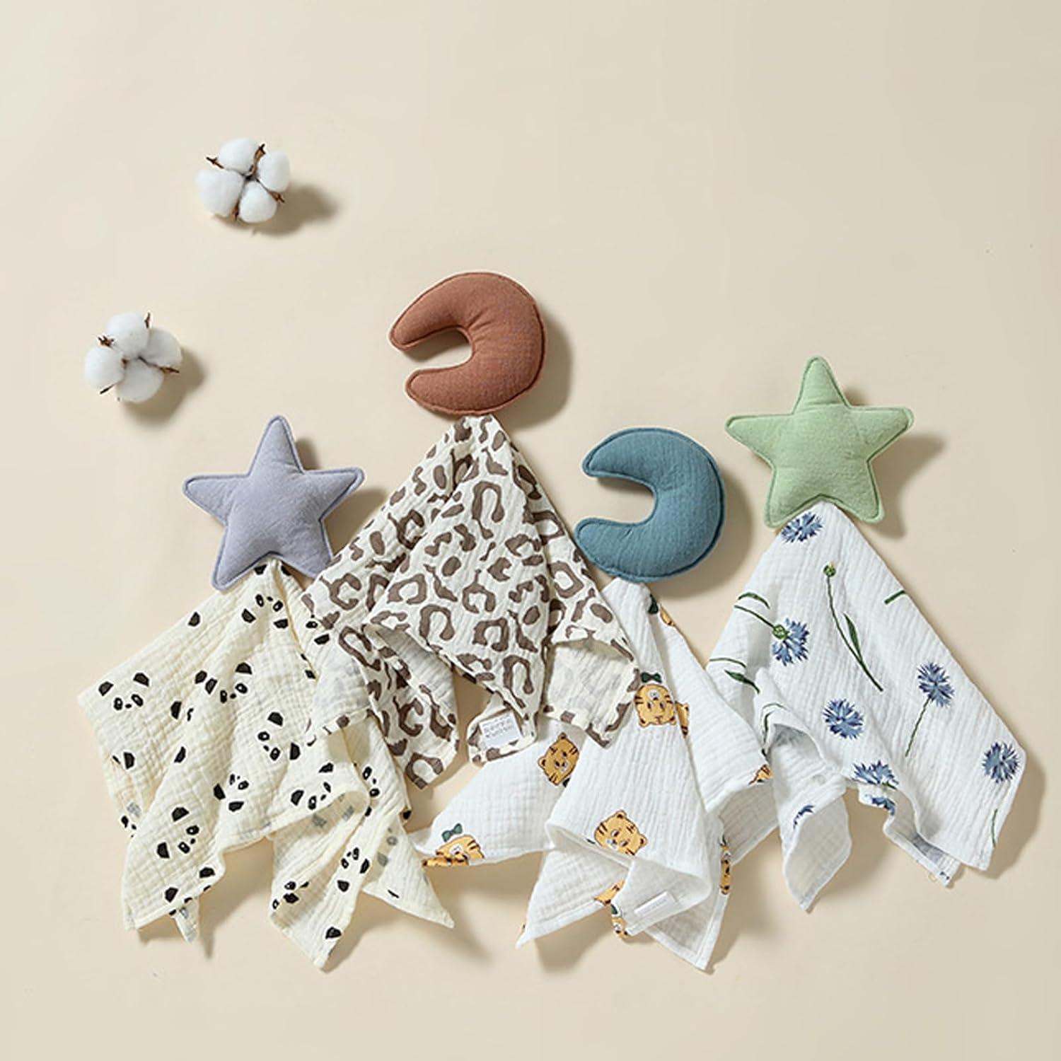 Manta Lovey ATONGQI Algodón Orgánico Azul Estrella y Luna