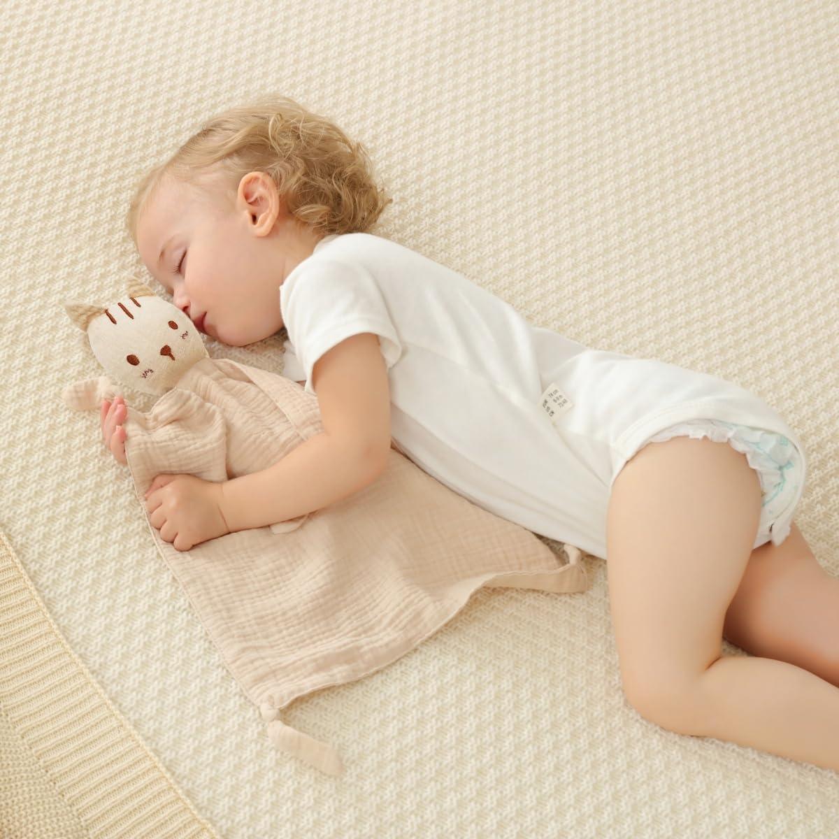 Manta Lovey Insular Gato Beige 100% Algodón Muselina