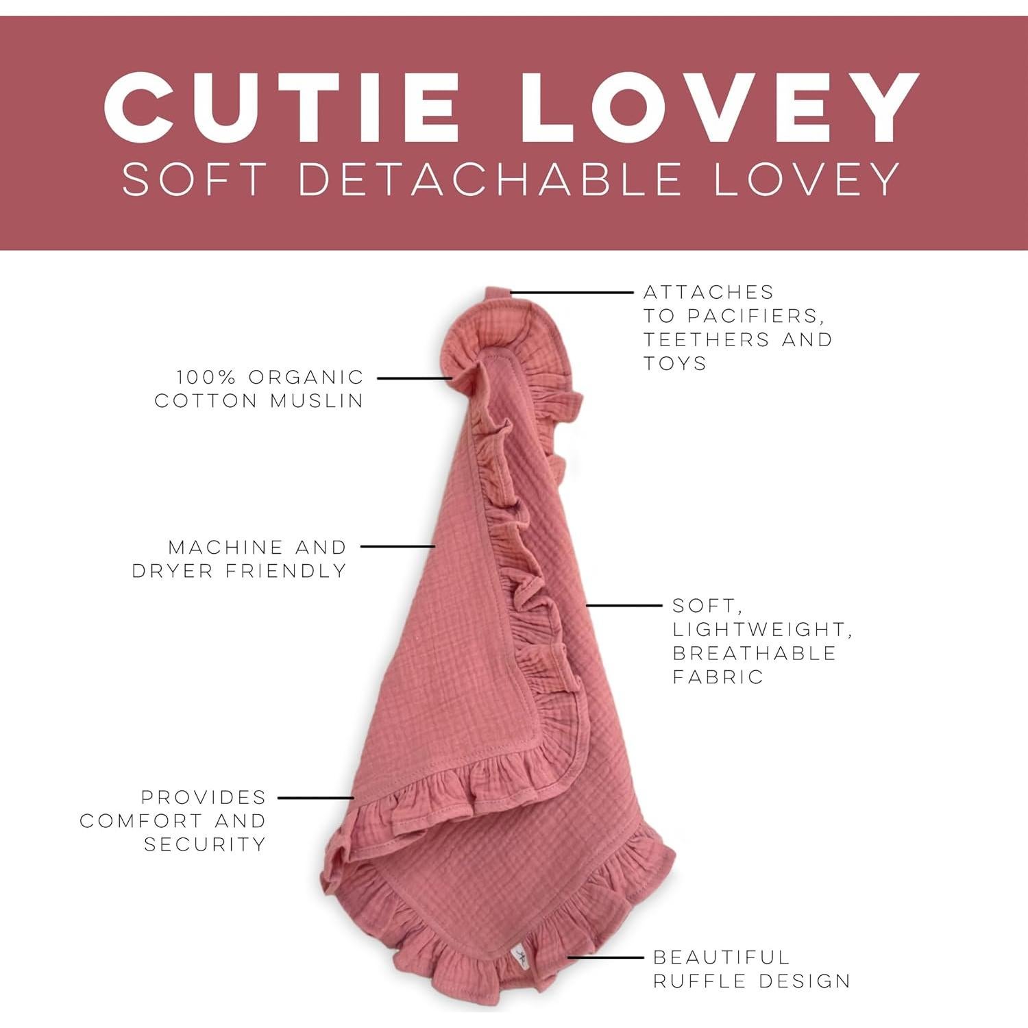 Manta de Seguridad Bebé Ryan & Rose Cutie Lovey Algodón Orgánico