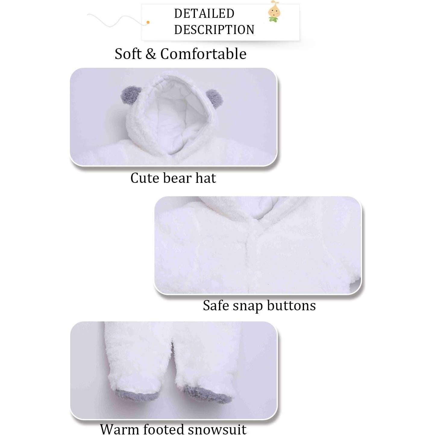 Mono de Invierno Unisex para Bebé 1-3 Meses XMWEALTHY