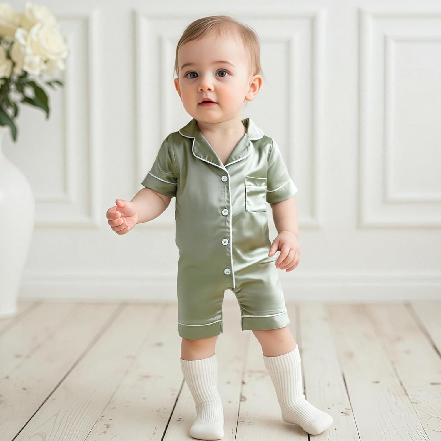 Pijamas de Seda Satinada Kuriozud para Niña 0-24 Meses