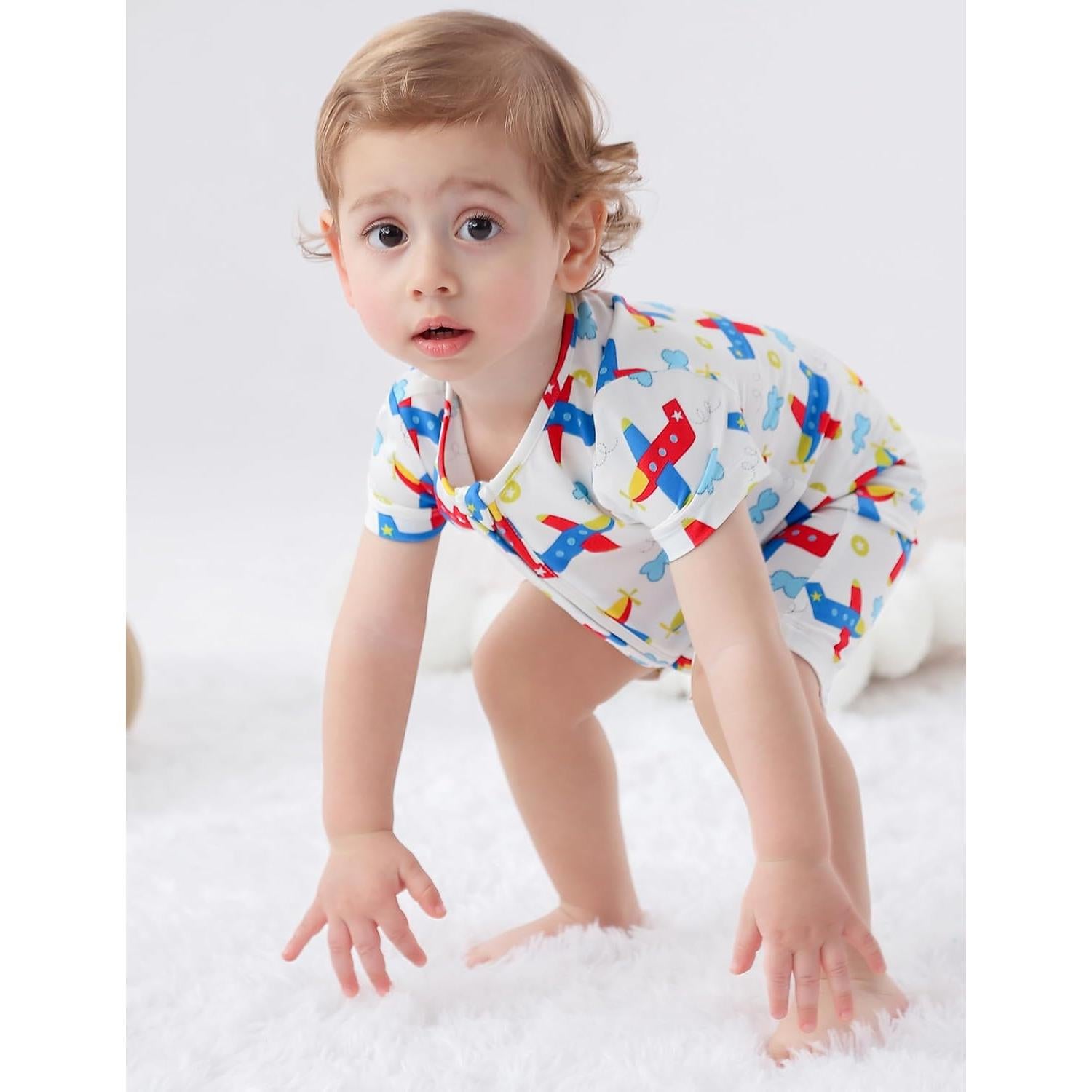 Mono de Bebé JunNeng de Manga Corta 6-12 Meses Viscosa Bambú