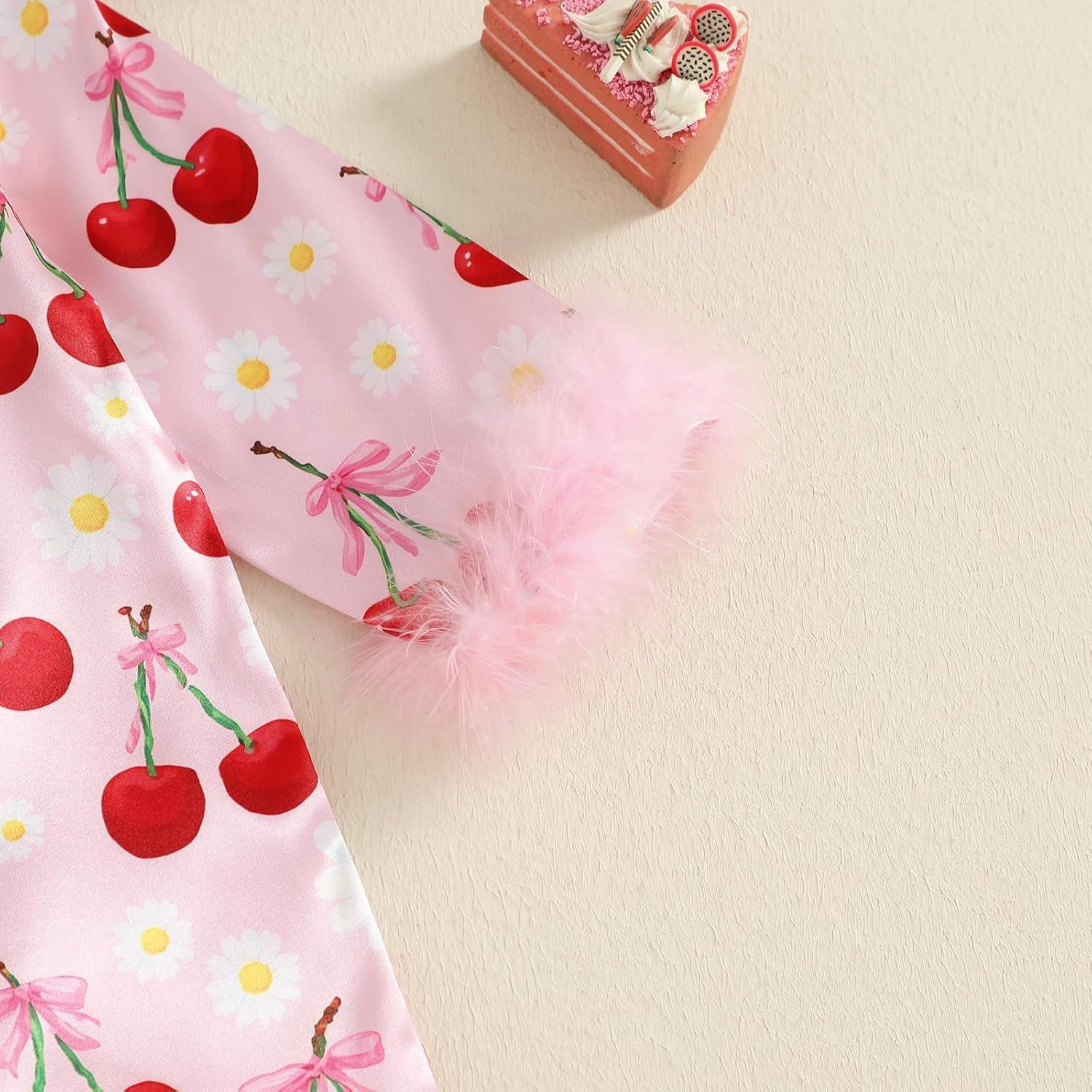 Pijama de Satén para Niña Bebé con Lazo y Estampado