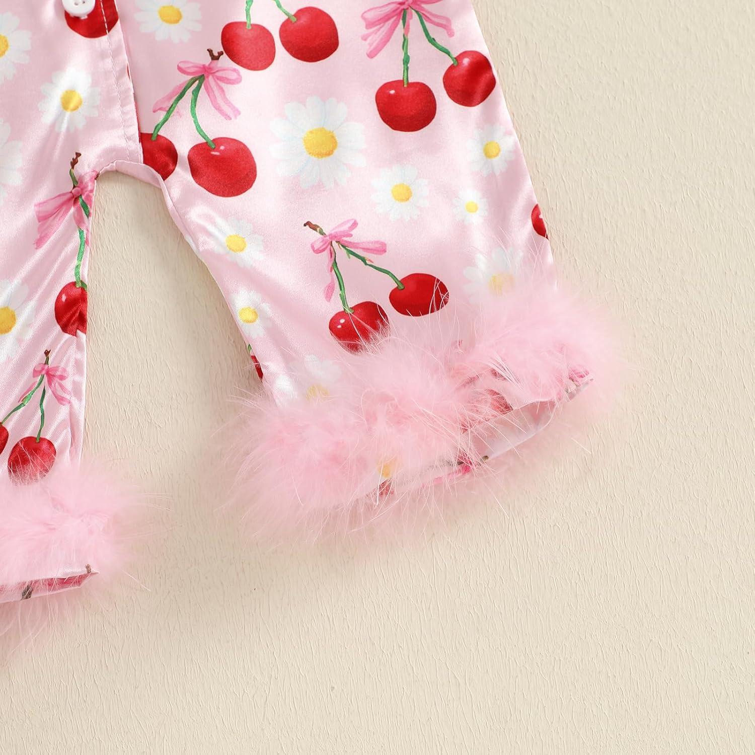 Pijama de Satén para Niña Bebé con Lazo y Estampado