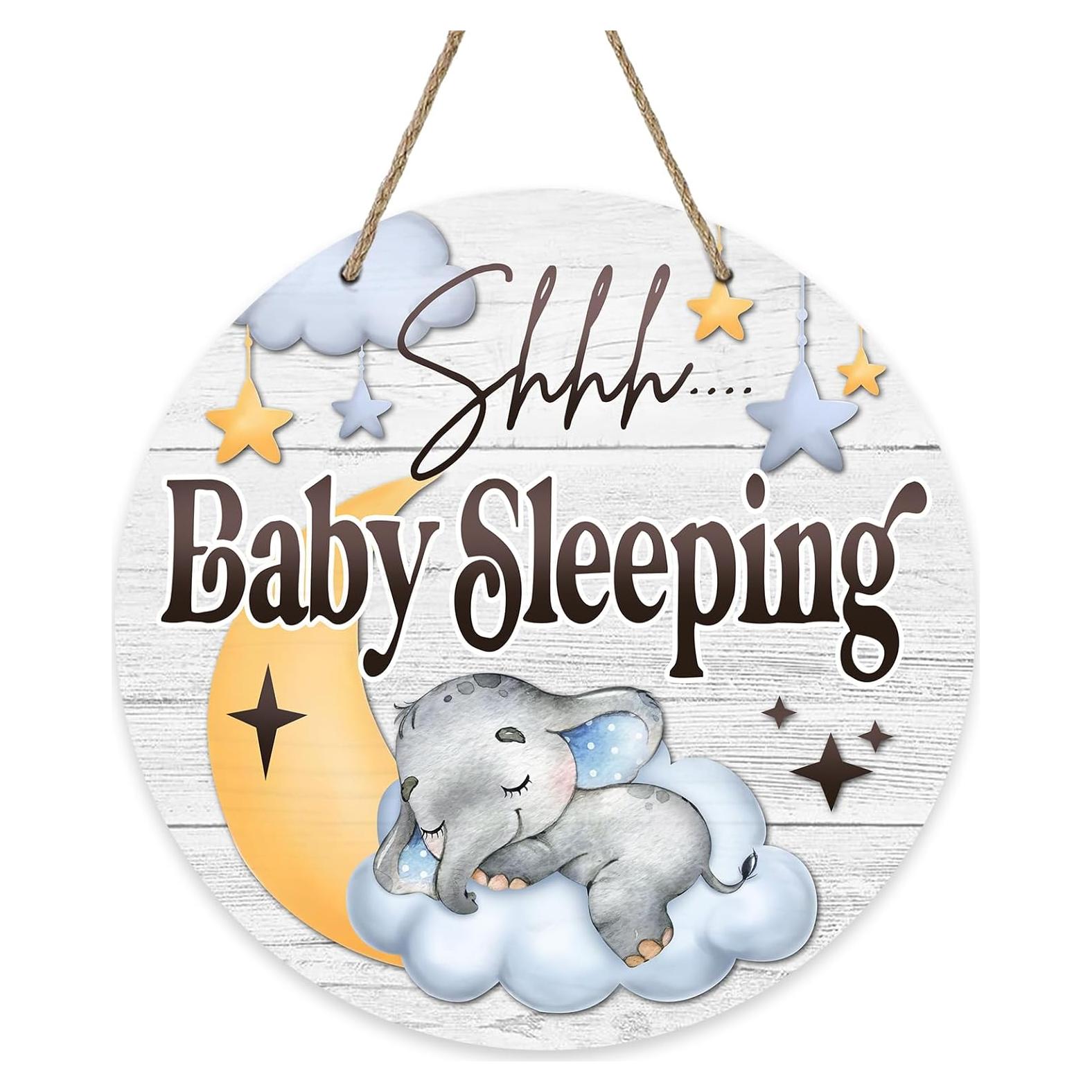 Cartel de Puerta Shhh Bebé Durmiendo Deroro 30.48 cm Azul