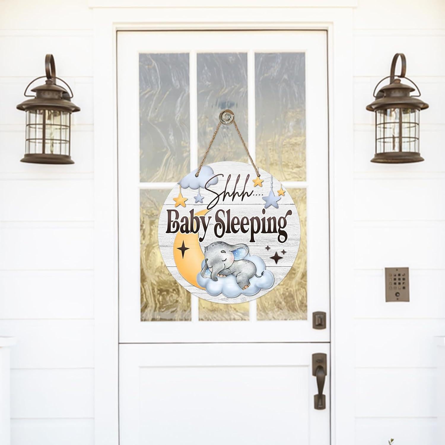 Cartel de Puerta Shhh Bebé Durmiendo Deroro 30.48 cm Azul