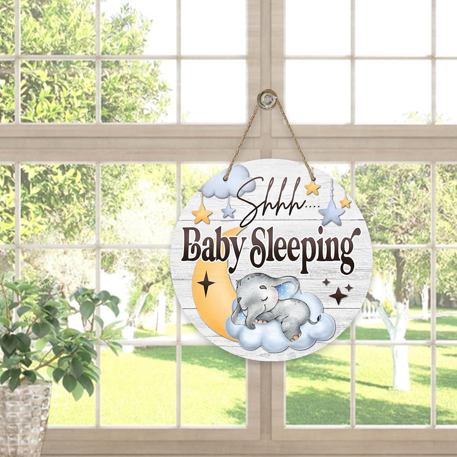 Cartel de Puerta Shhh Bebé Durmiendo Deroro 30.48 cm Azul