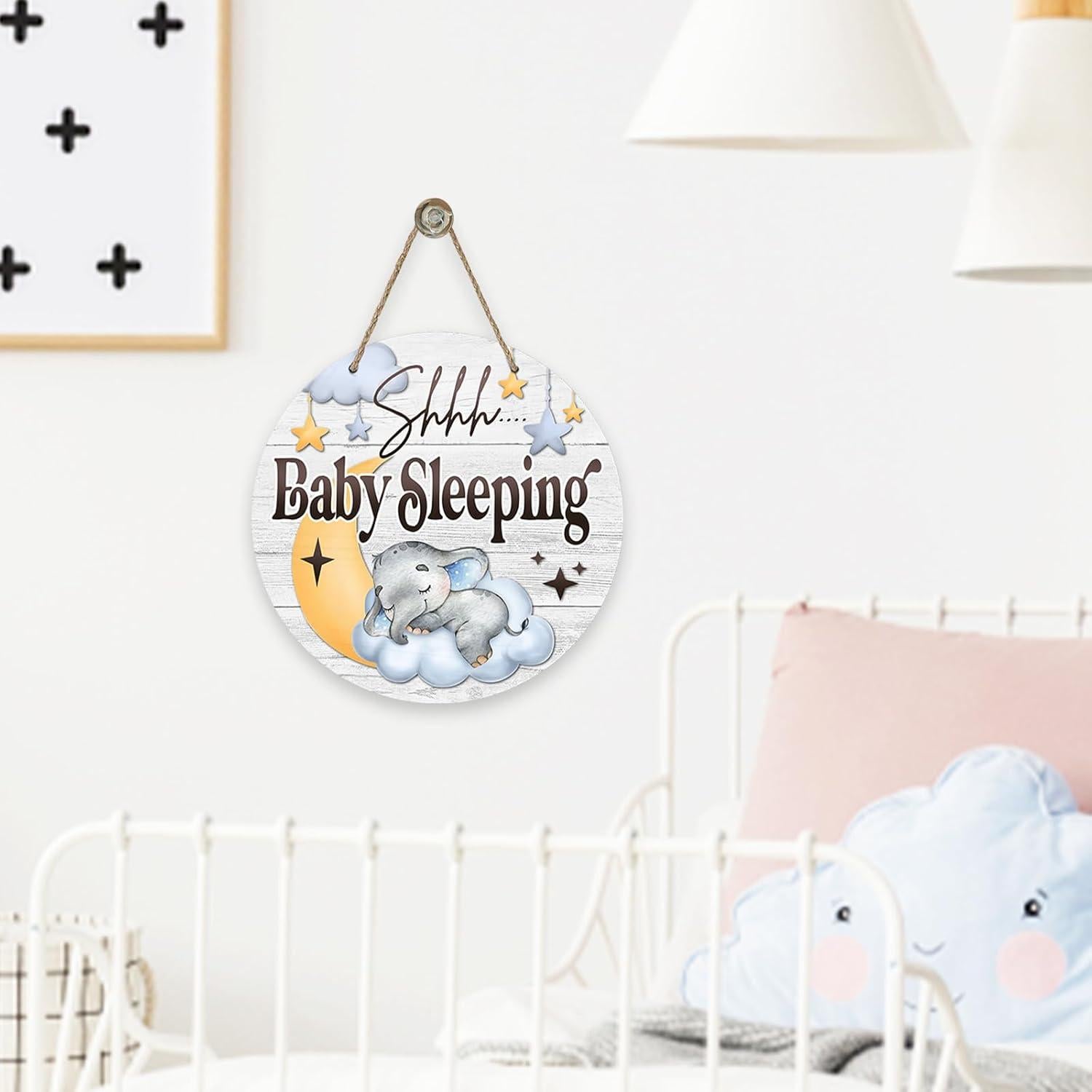 Cartel de Puerta Shhh Bebé Durmiendo Deroro 30.48 cm Azul