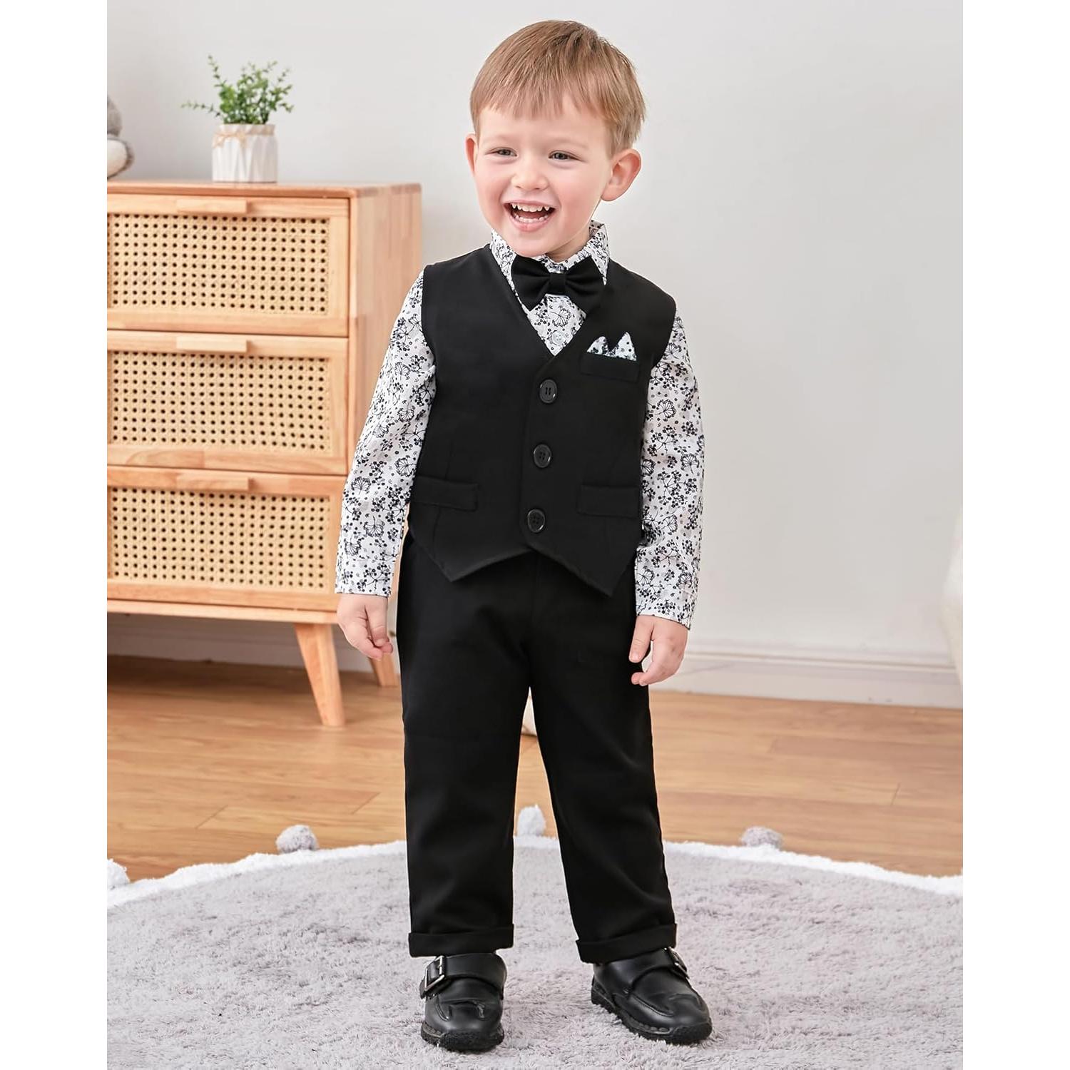 Conjunto Traje Formal Bebé Niño YALLET 3-6 Meses Chaleco Negro