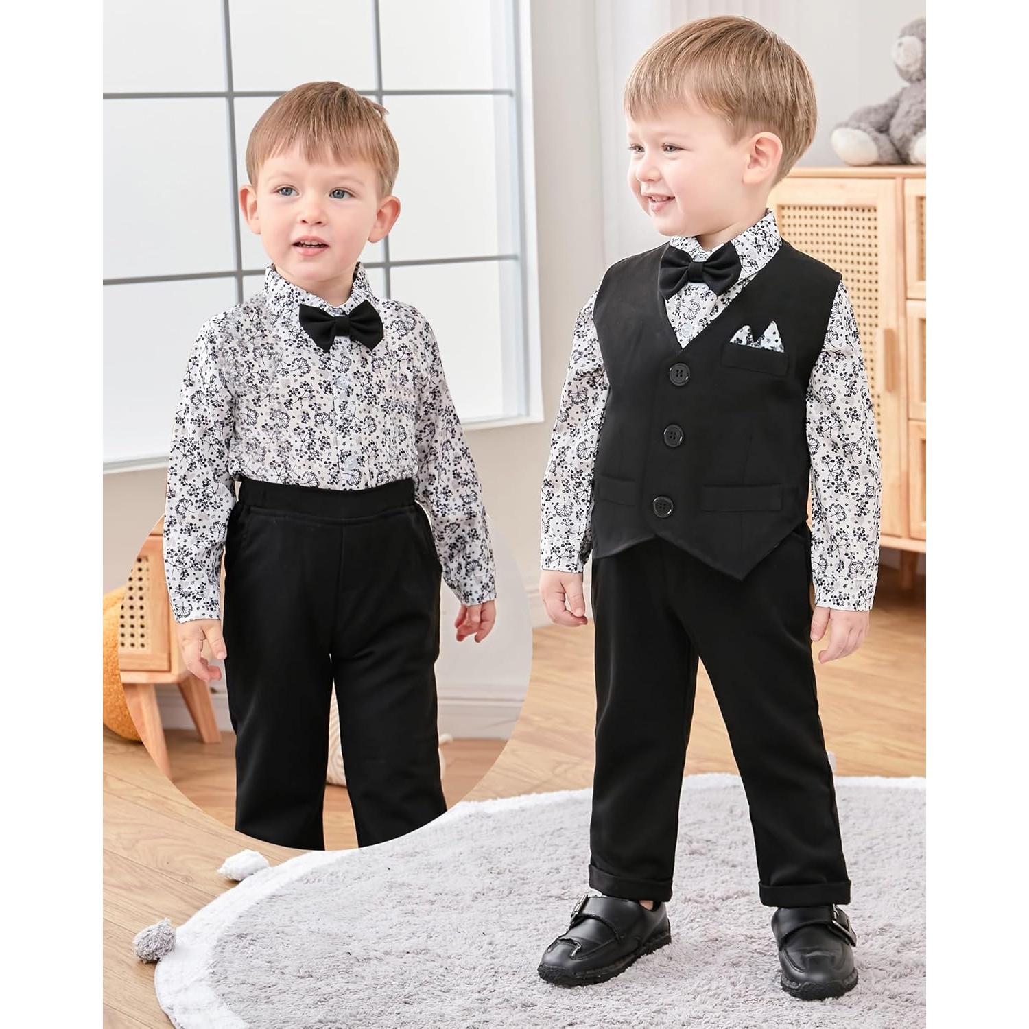 Conjunto Traje Formal Bebé Niño YALLET 3-6 Meses Chaleco Negro