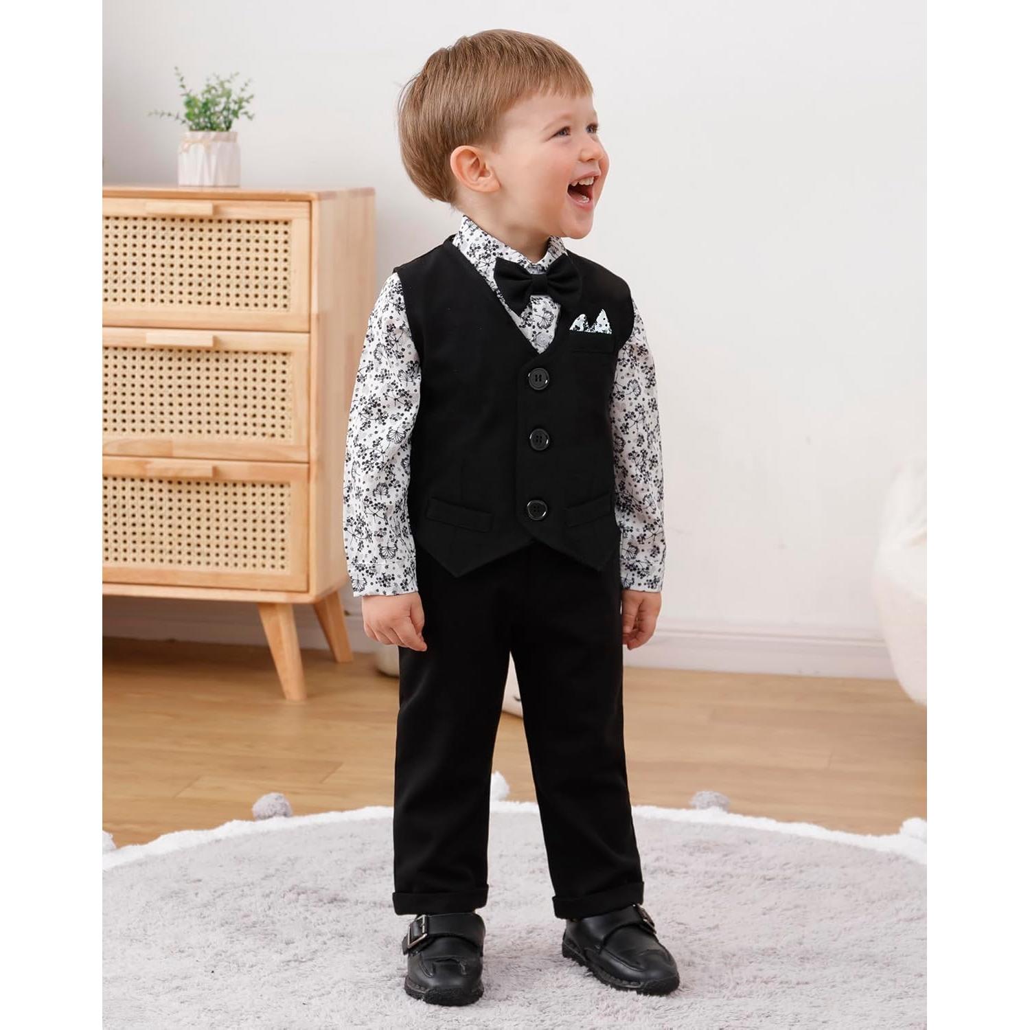 Conjunto Traje Formal Bebé Niño YALLET 3-6 Meses Chaleco Negro