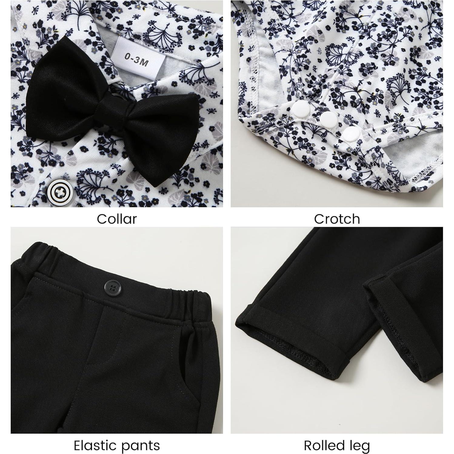 Conjunto Traje Formal Bebé Niño YALLET 3-6 Meses Chaleco Negro