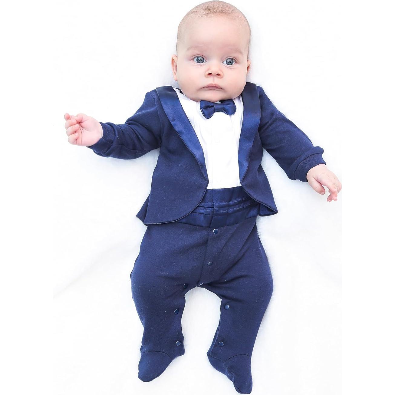 Traje de Gala para Bebé Niño Lilax con Pajarita Marino 3 Meses