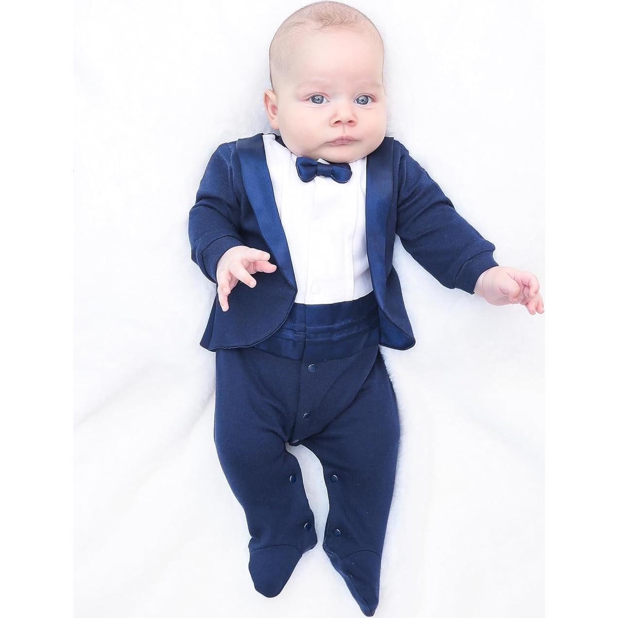 Traje de Gala para Bebé Niño Lilax con Pajarita Marino 3 Meses