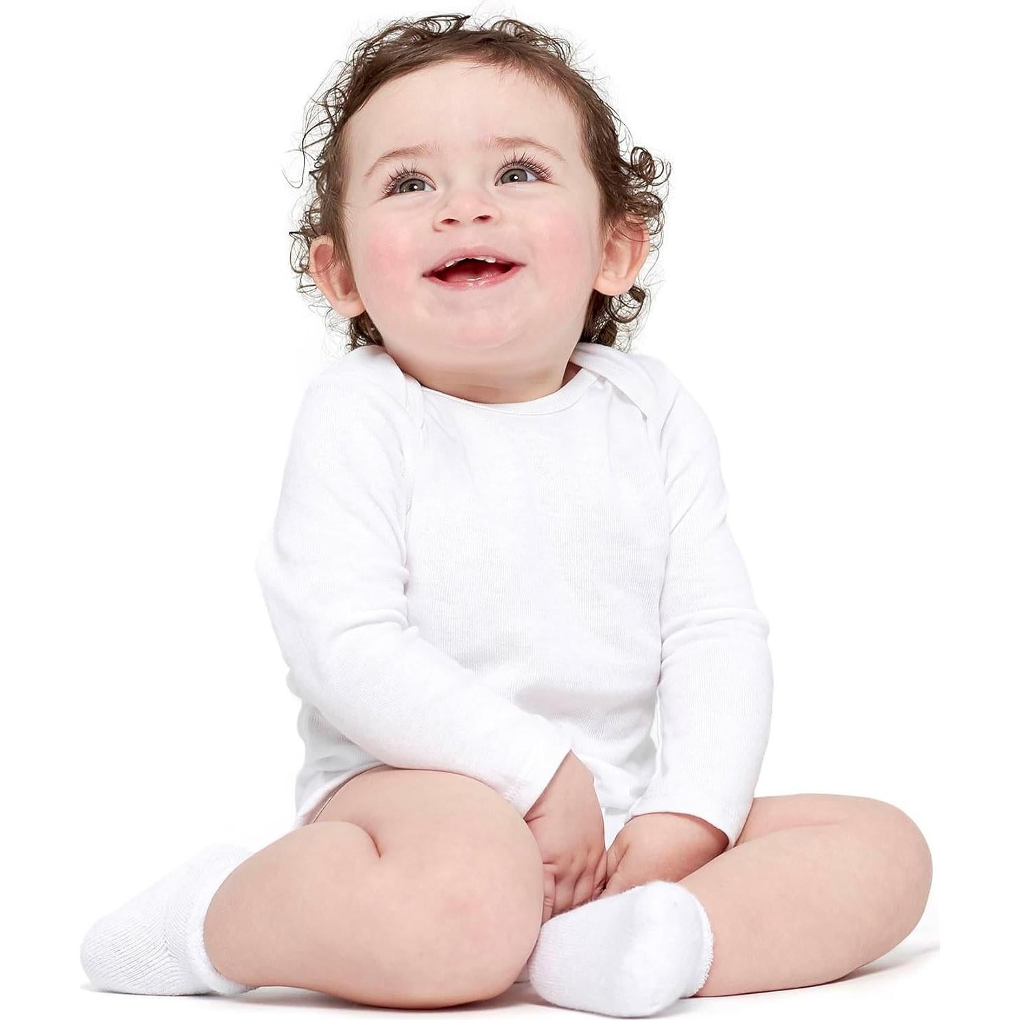 Bodies de Manga Larga Unisex Gerber - Paquete de 6 Blancos