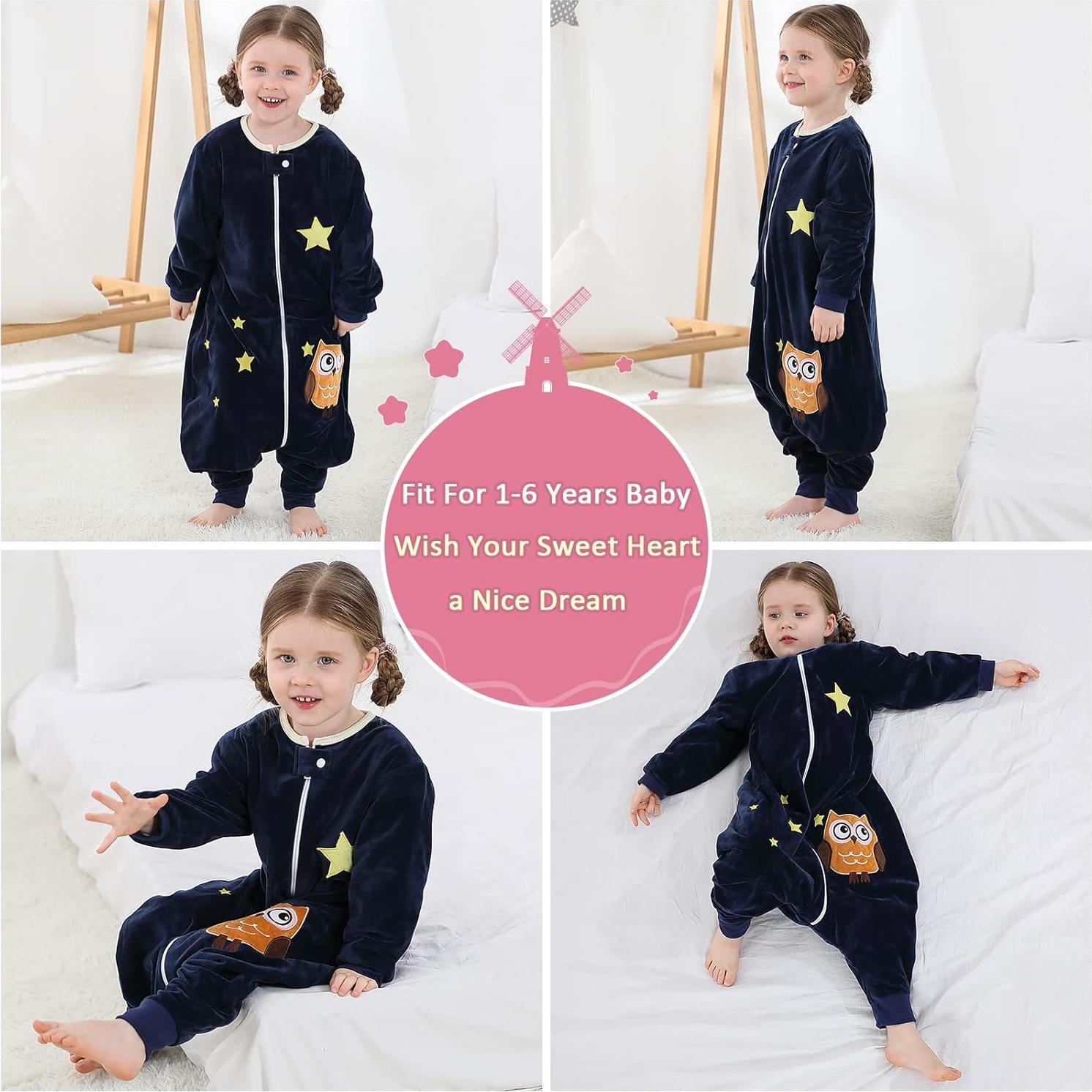Saco de Dormir MICHLEY para Bebé 1-3 Años Manga Larga Búho