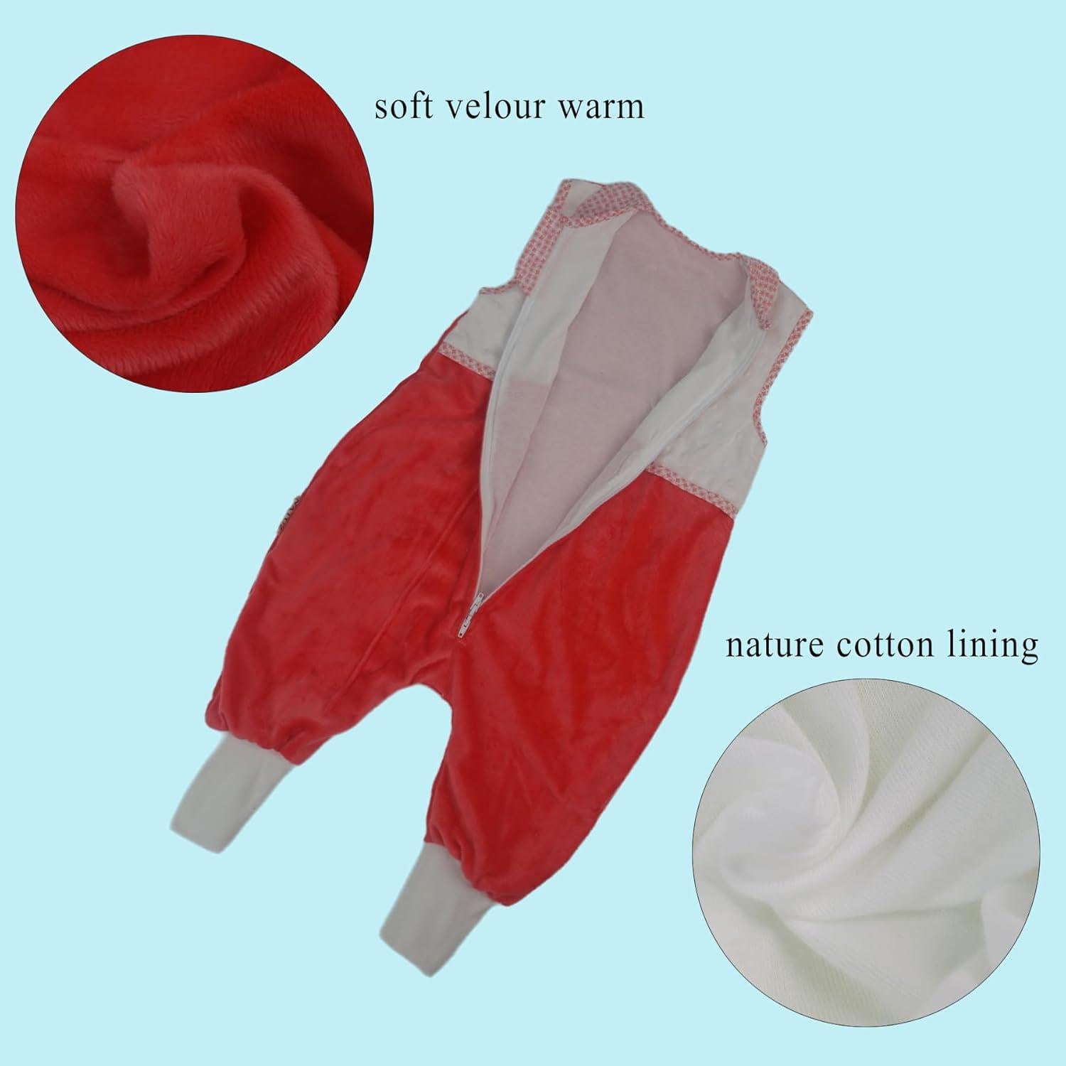 Saco de dormir para bebés 1.5 TOG con pies NVLS-RED-S